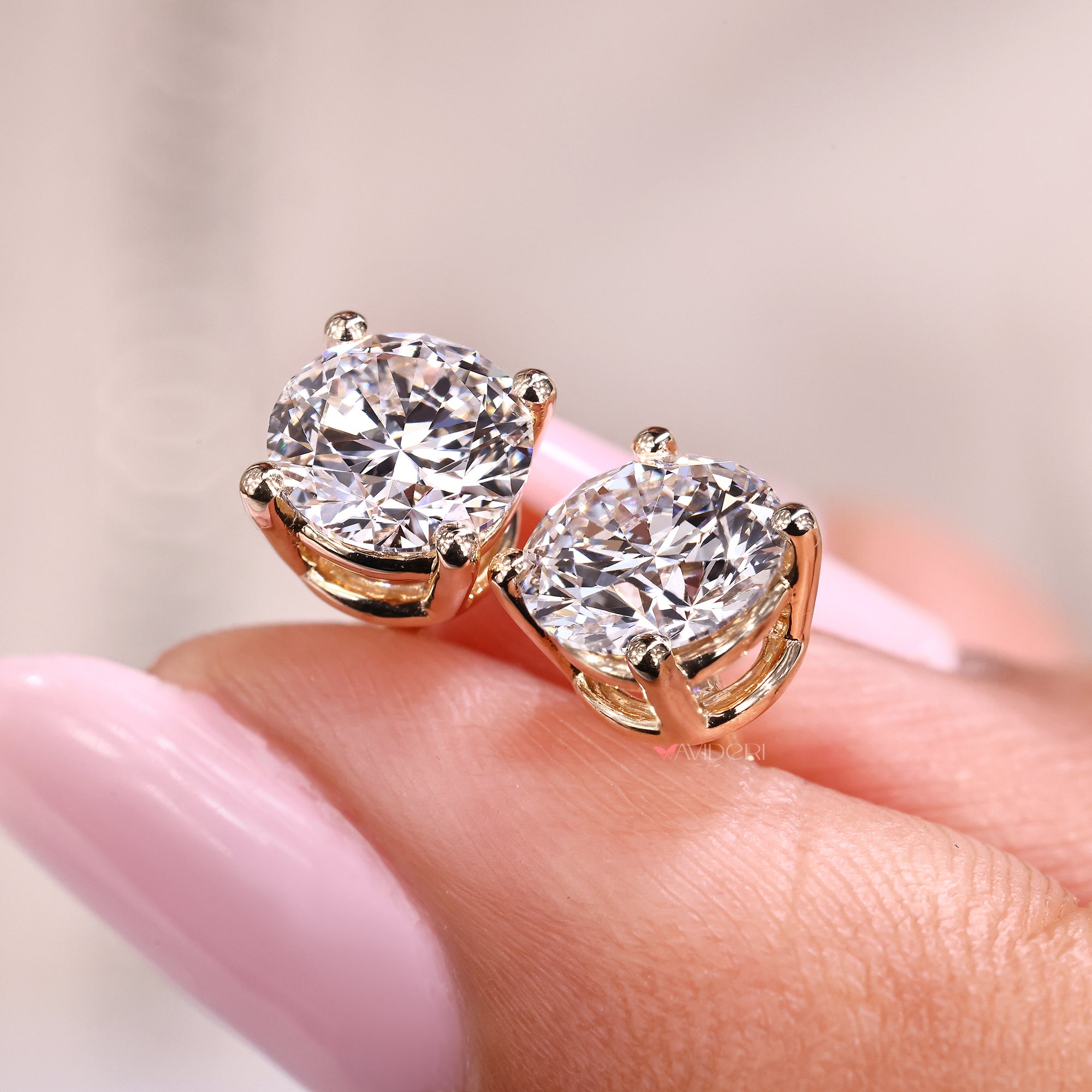 Screw back earrings with handmade diamond setting.