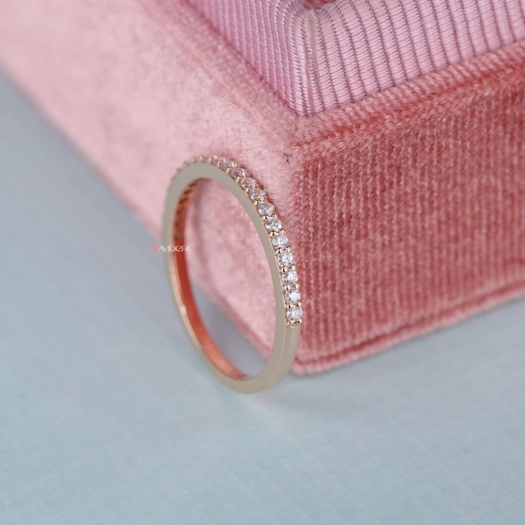 Rose gold band showcases warm tones and modern elegance in a smooth finish.