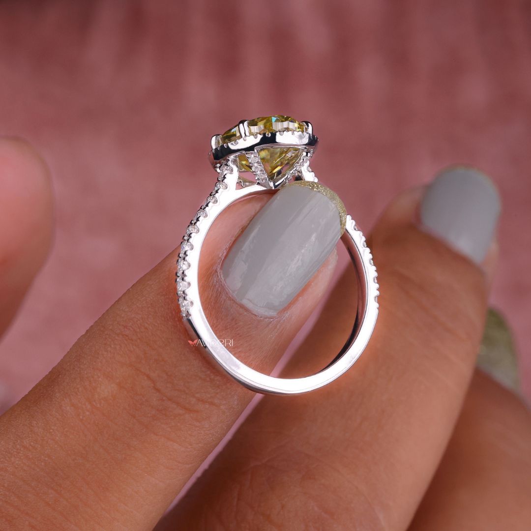 Round cut pave set engagement ring designed to shine bright.