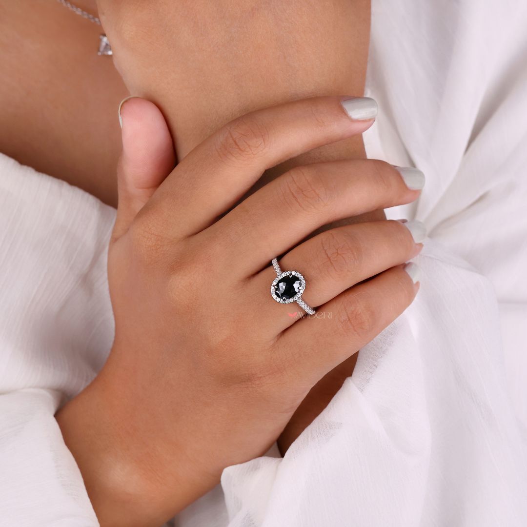 Moissanite promise ring with oval moissanite for a meaningful gift.