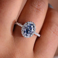 Gold oval cut moissanite ring with a stunning design.
