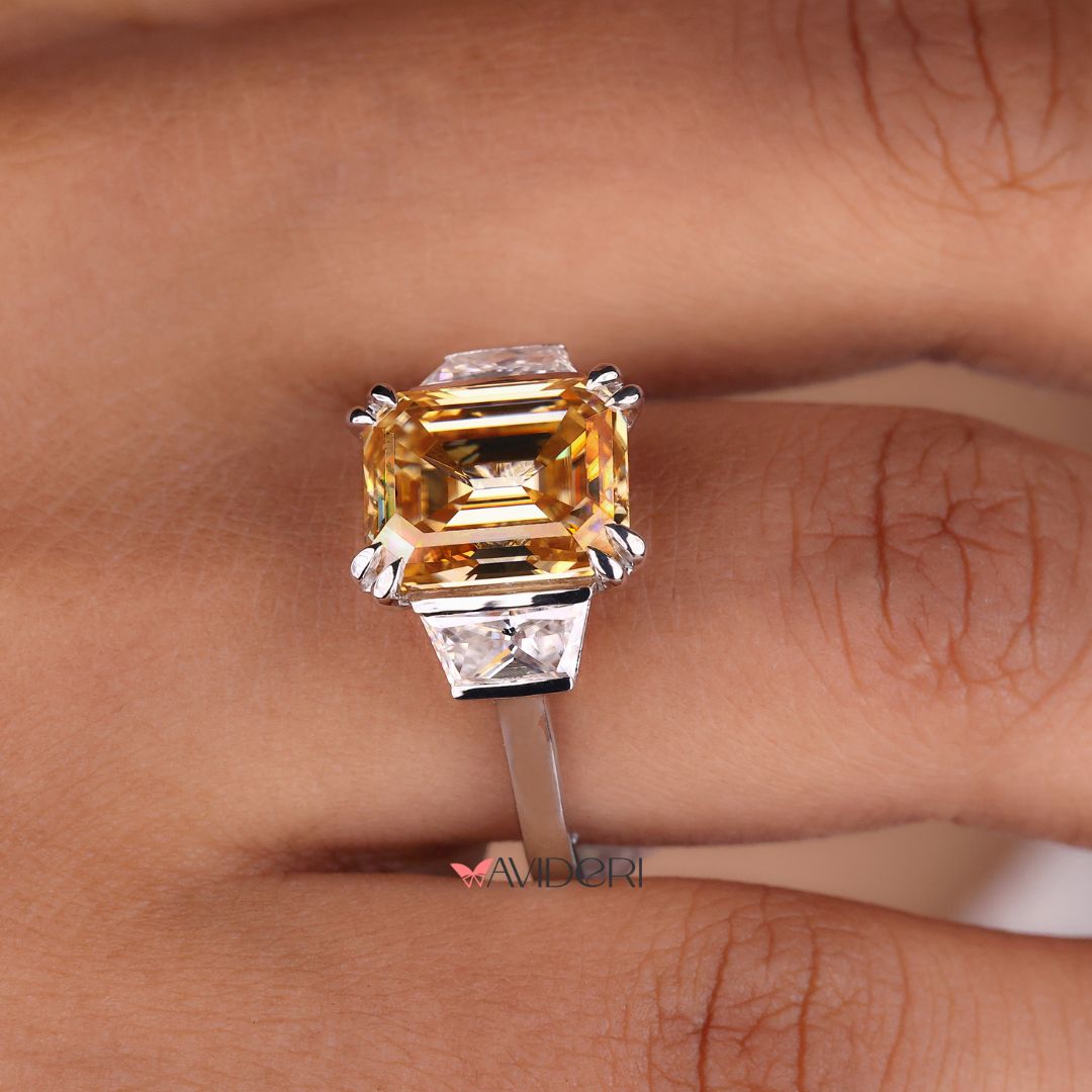 Champagne gold ring with a warm, luxurious hue.