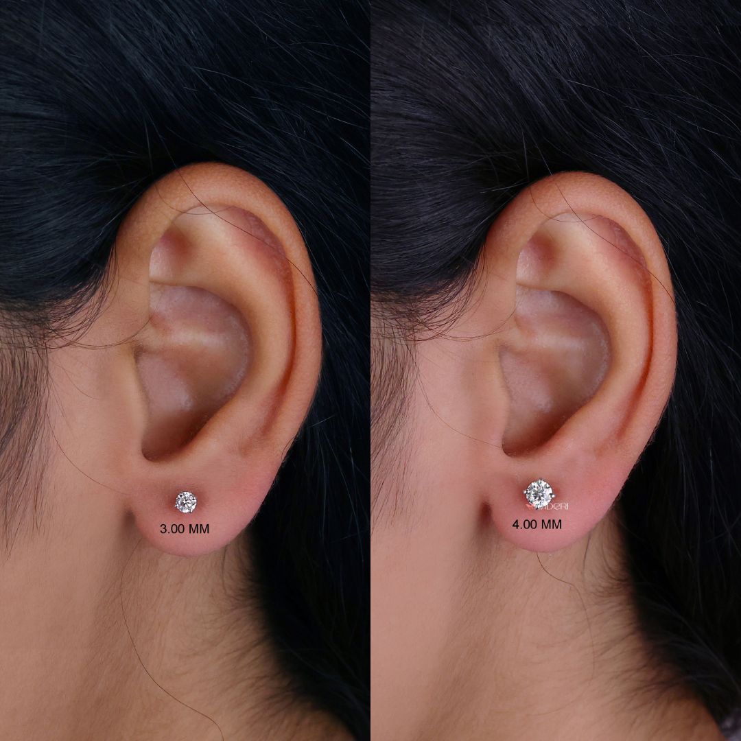 Moissanite earrings sparkle with eco-friendly shine.