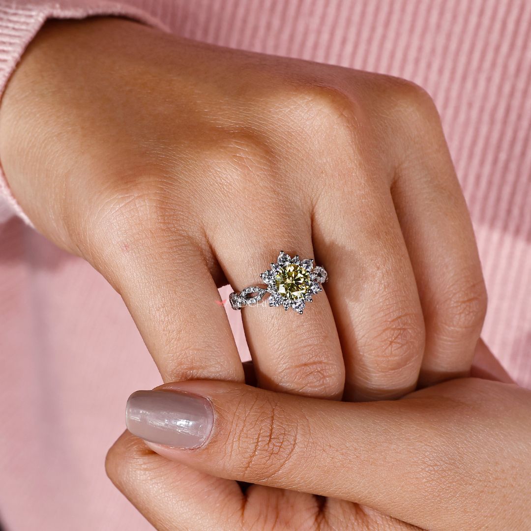 Moissanite gold ring blends warm tones with modern brilliance.