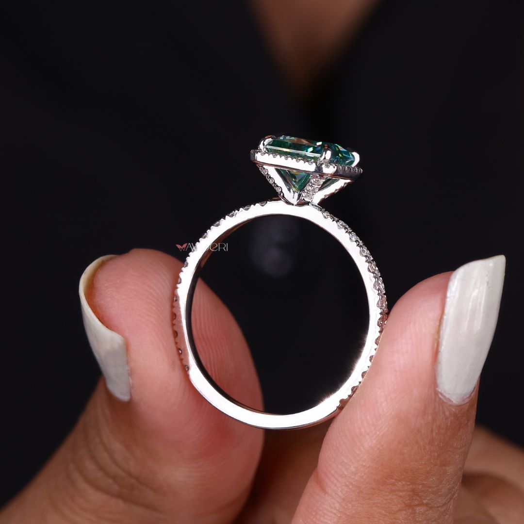 Pave set ring, white gold ring, moissanite wedding ring