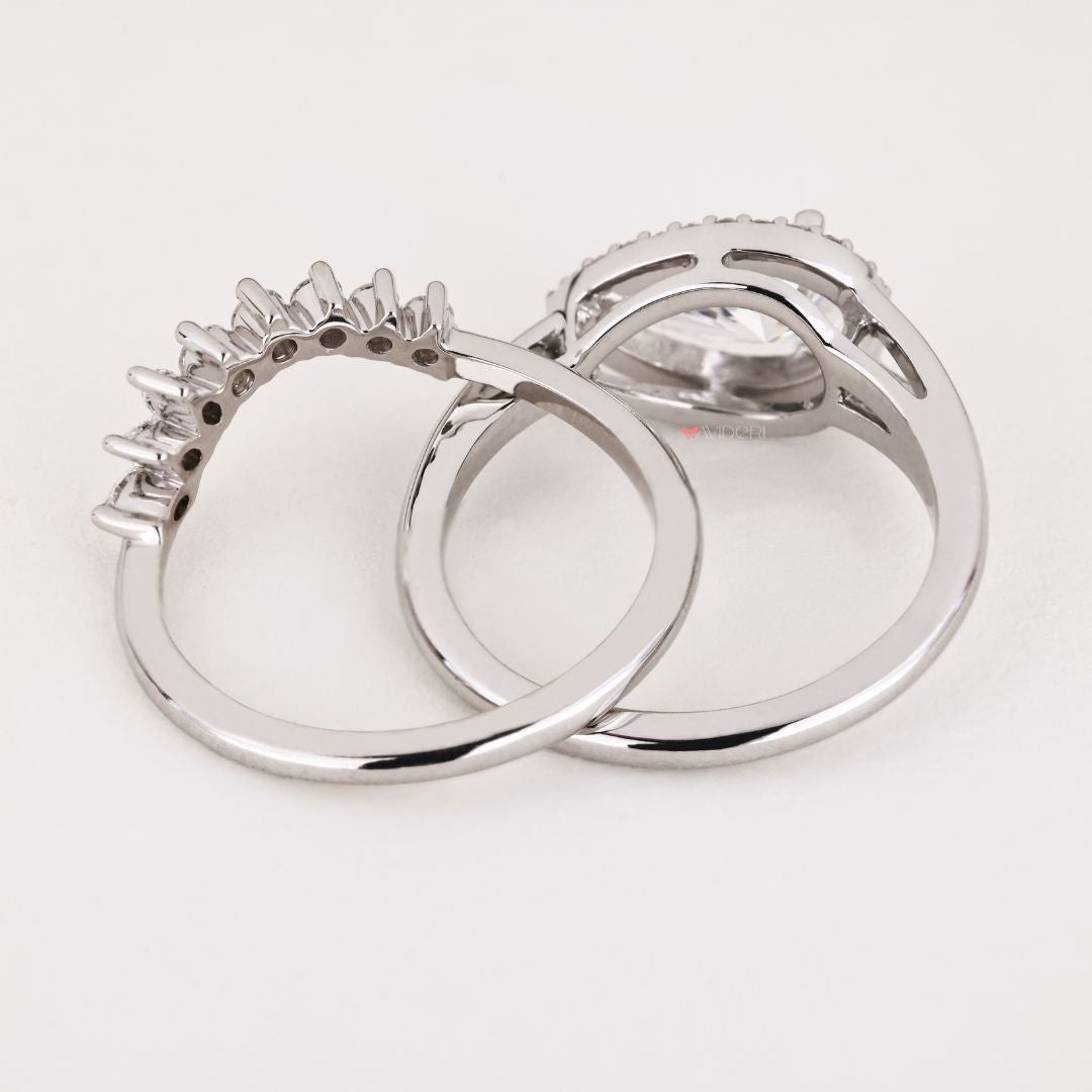 Round diamond with side stones adds radiant sparkle to every bridal moment.