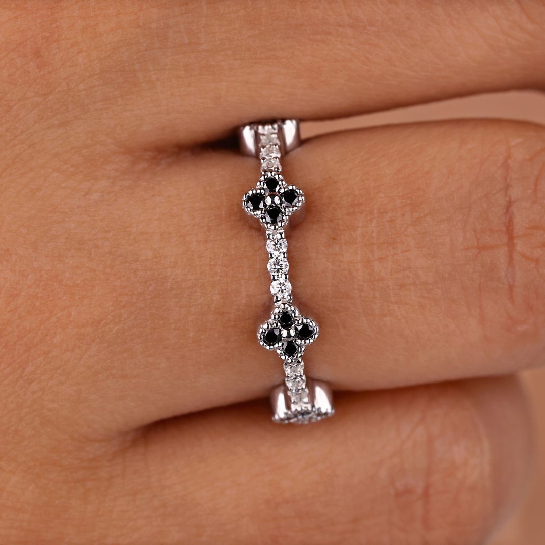 Floral eternity band, flower band ring, flower eternity