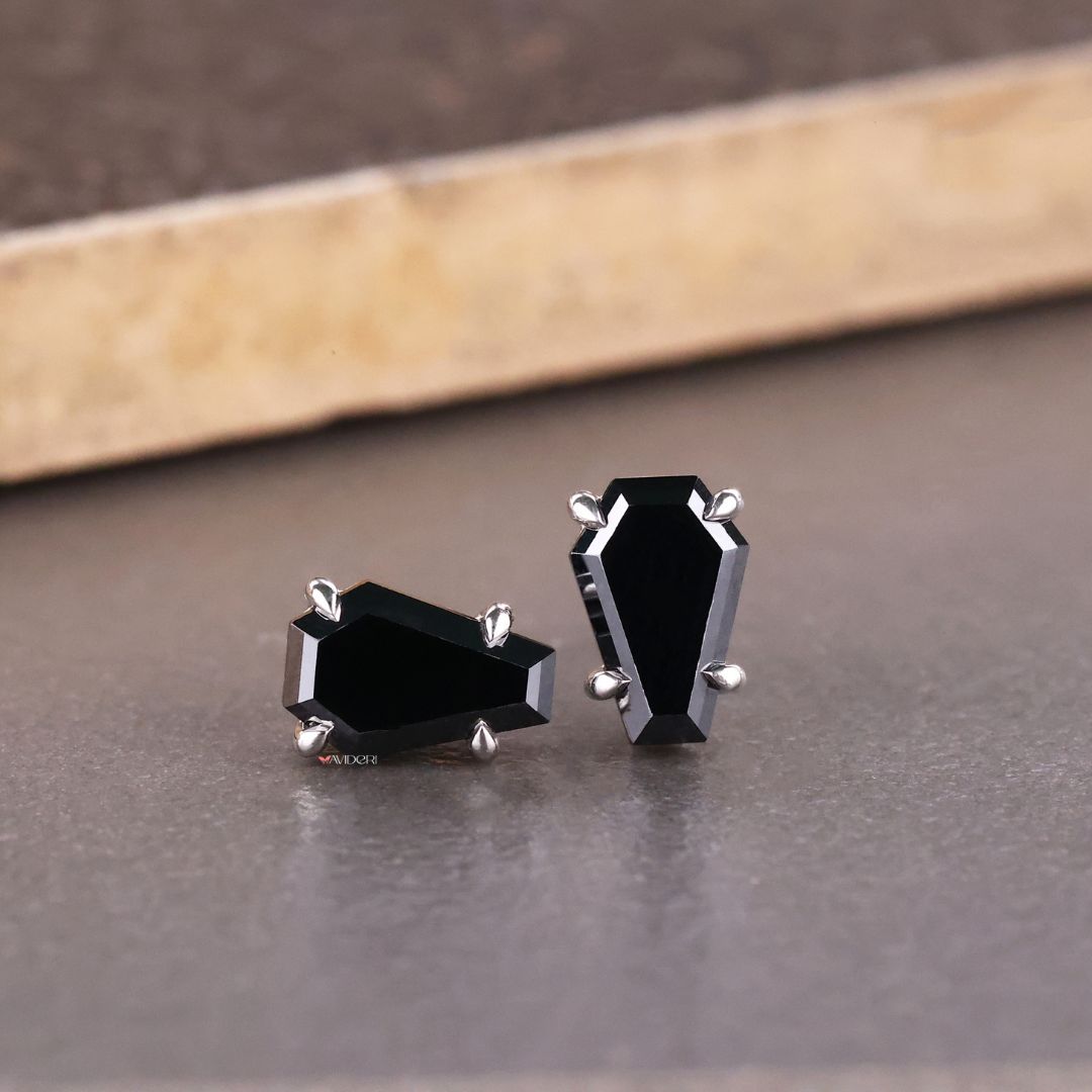 Avideri earrings featuring coffin design for a luxurious and bold statement.