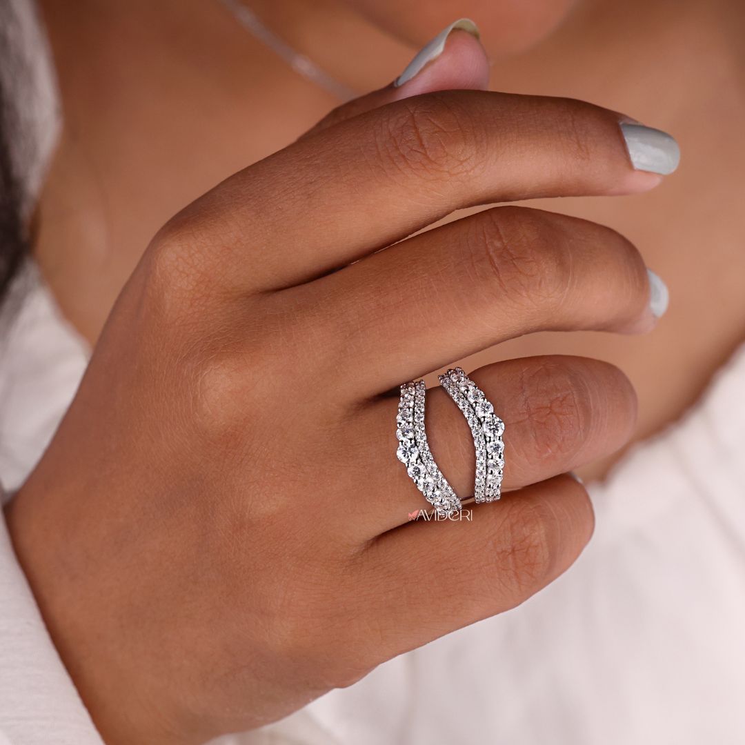 The white gold band offers a sleek, polished finish.