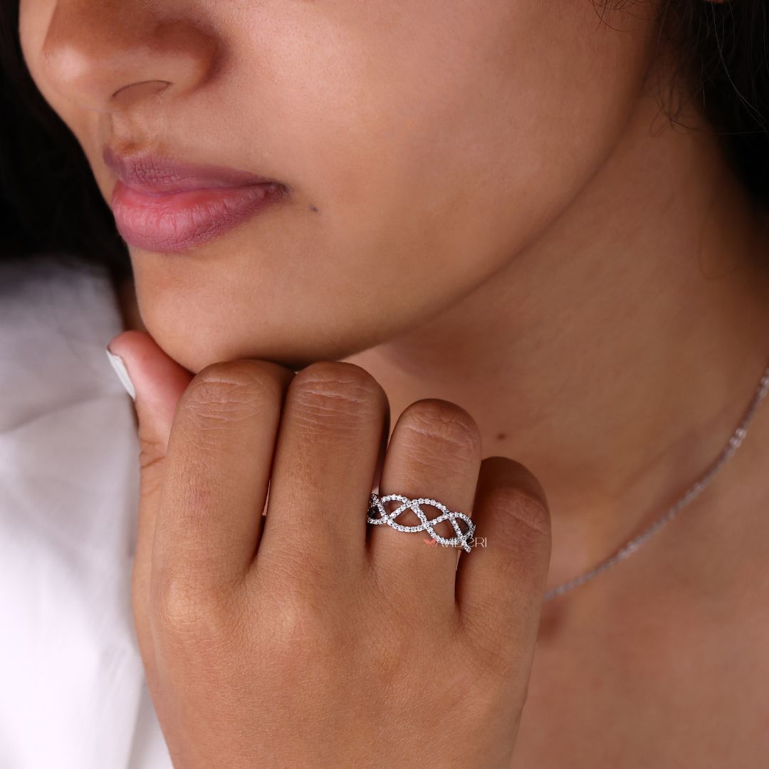 Half eternity wedding ring featuring lab-grown diamonds and fine detailing.