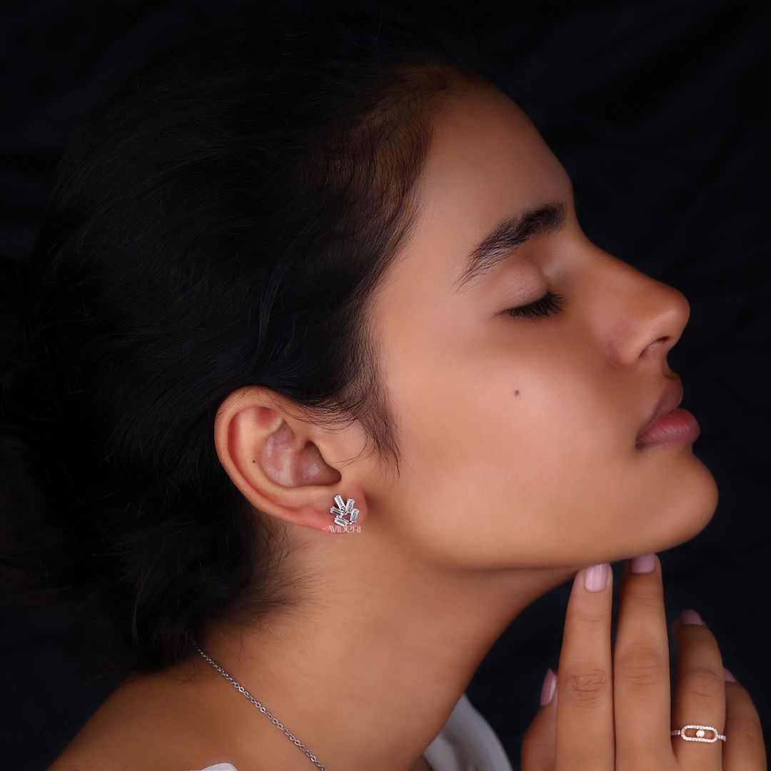 Cluster Earrings with sparkling Moissanite stones, perfect for any occasion.