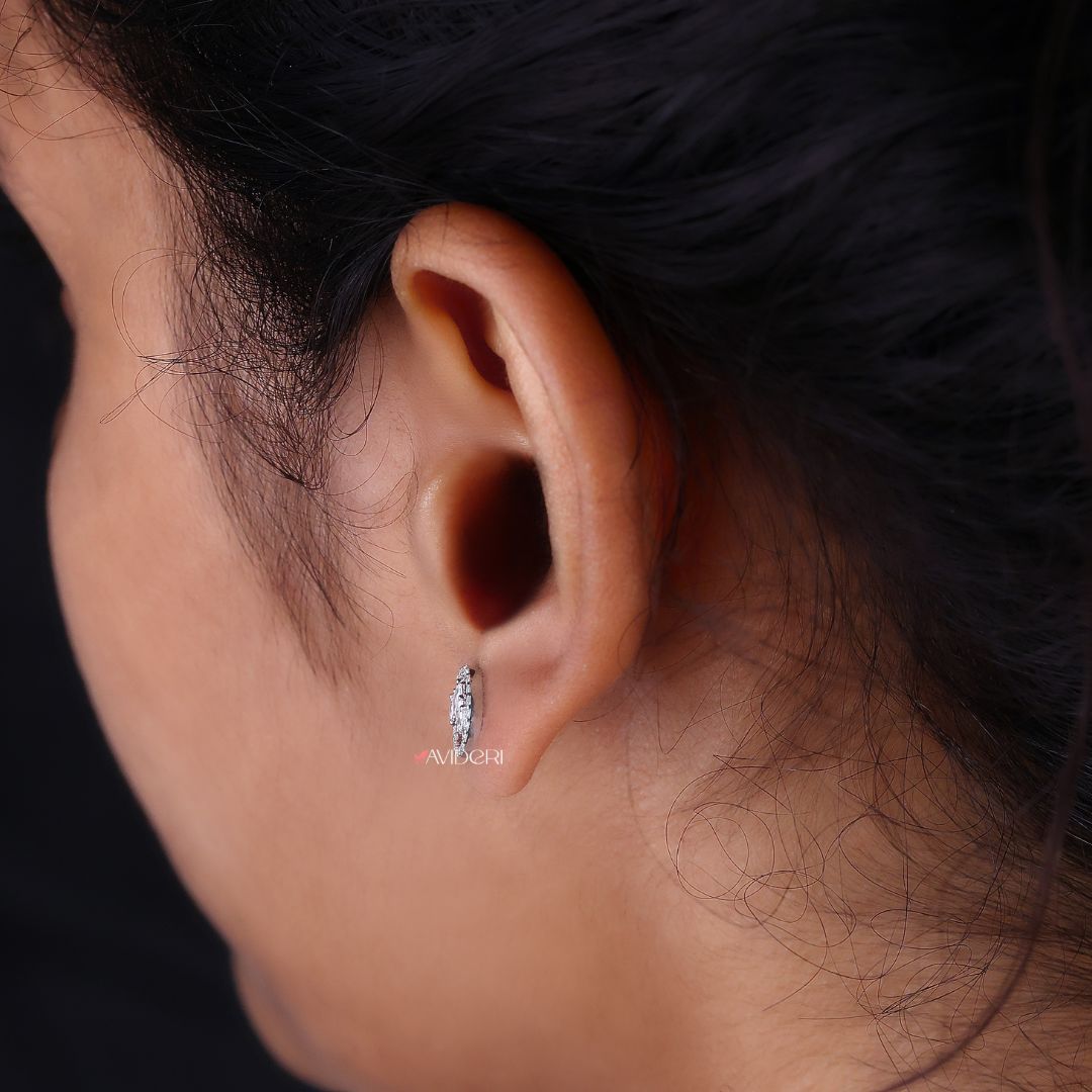 Moissanite Earrings in a unique Halo Stud design, made with precision in white gold.