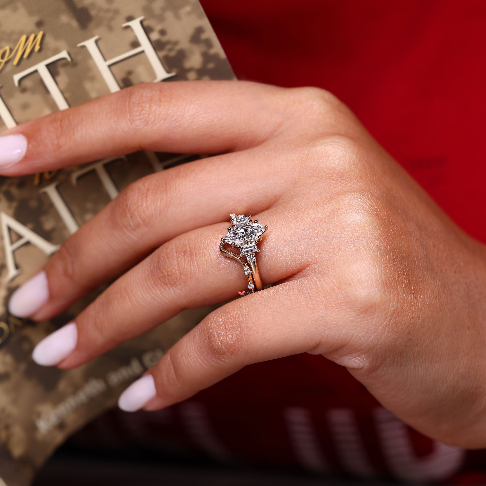 Marquise cut engagement ring looks stunning.