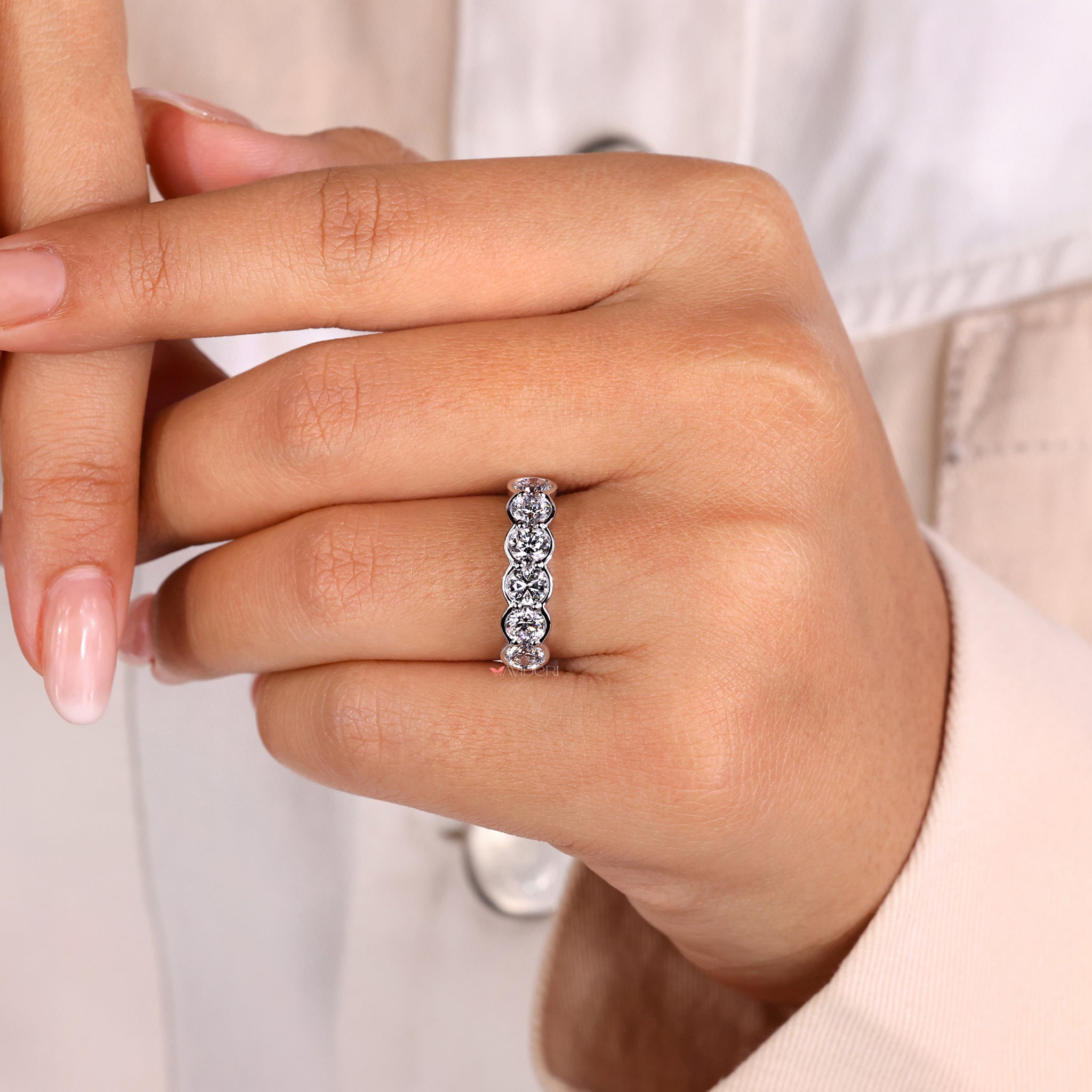 Round diamond band perfect for stacking.