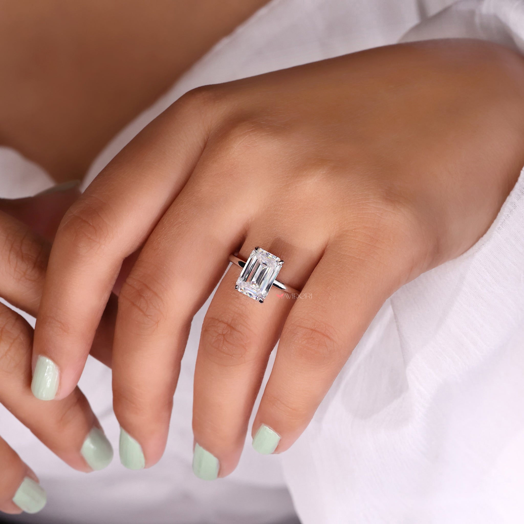 4 prong ring, white gold ring, white gold engagement ring