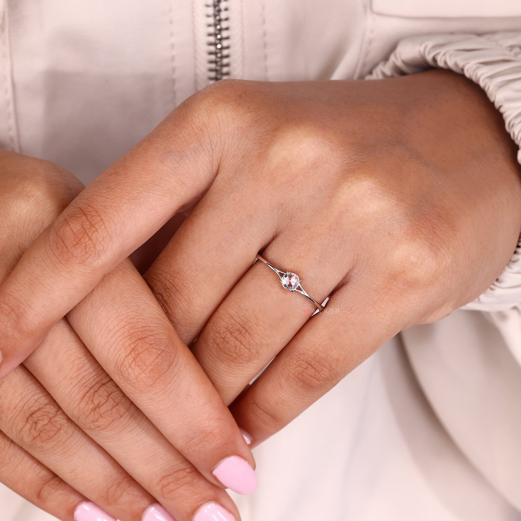 Custom Engagement Ring with tapered shank ring.
