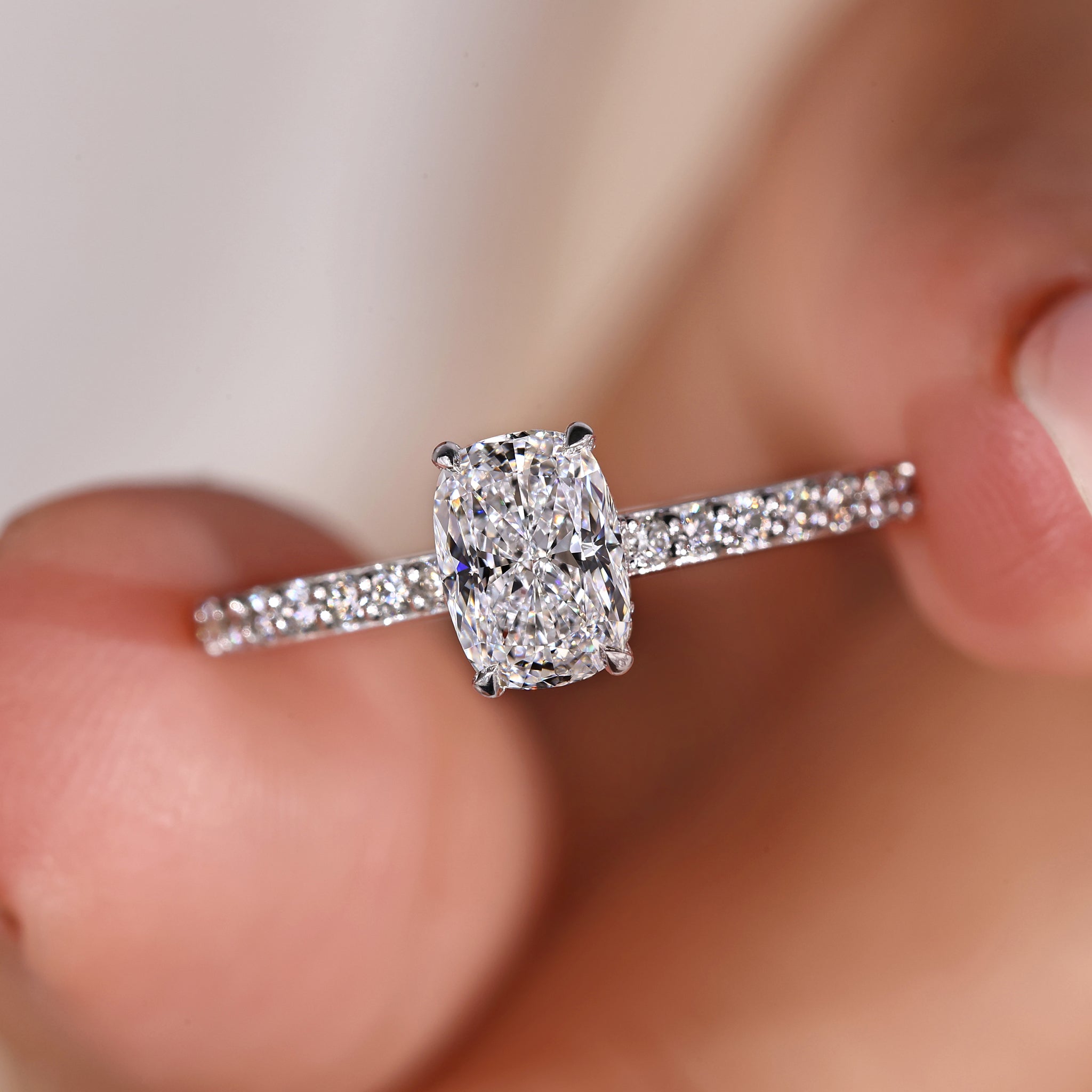 Avideri engagement ring designed with classic cushion cut brilliance