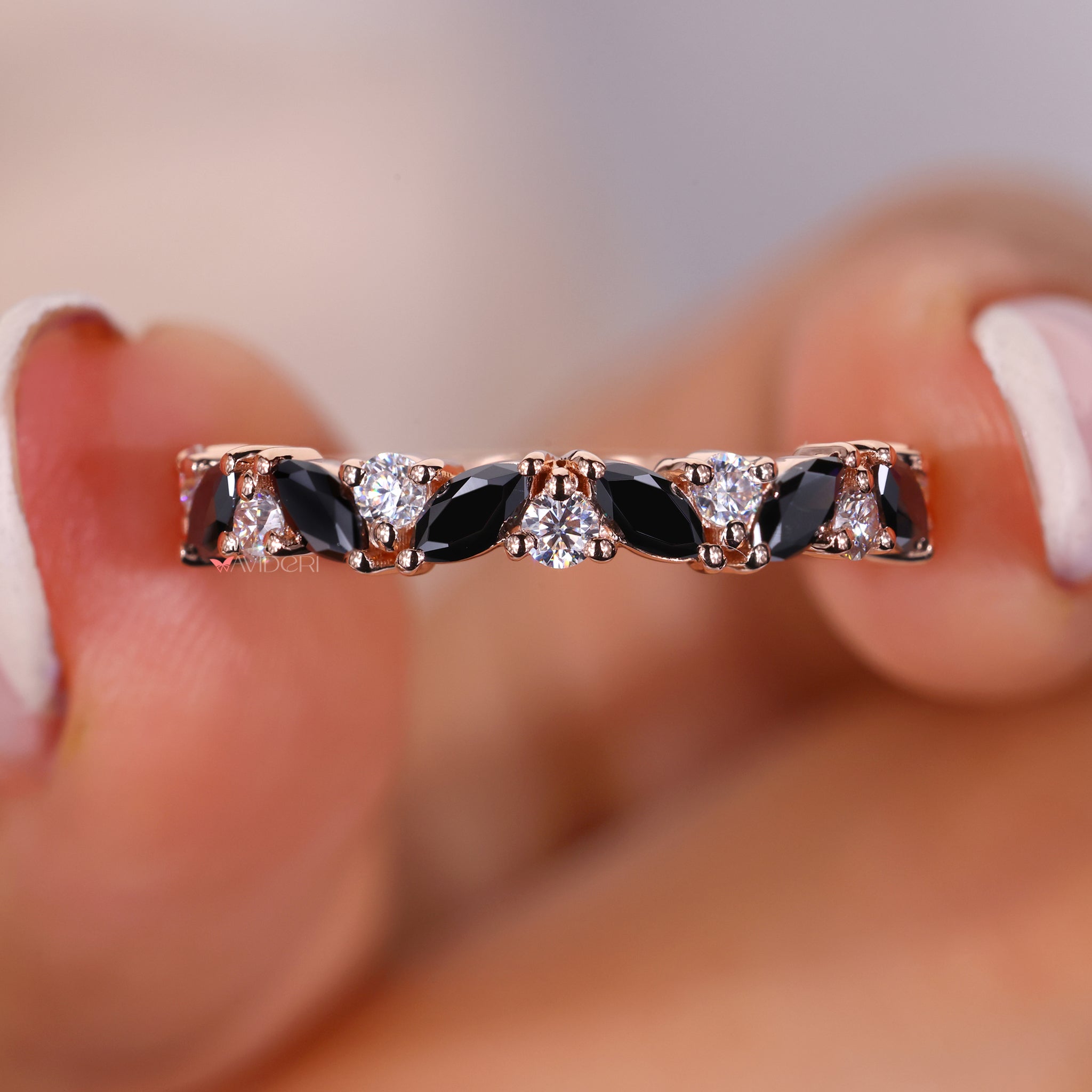 Round cut moissanite band, moissanite wedding bands for women, avideri band