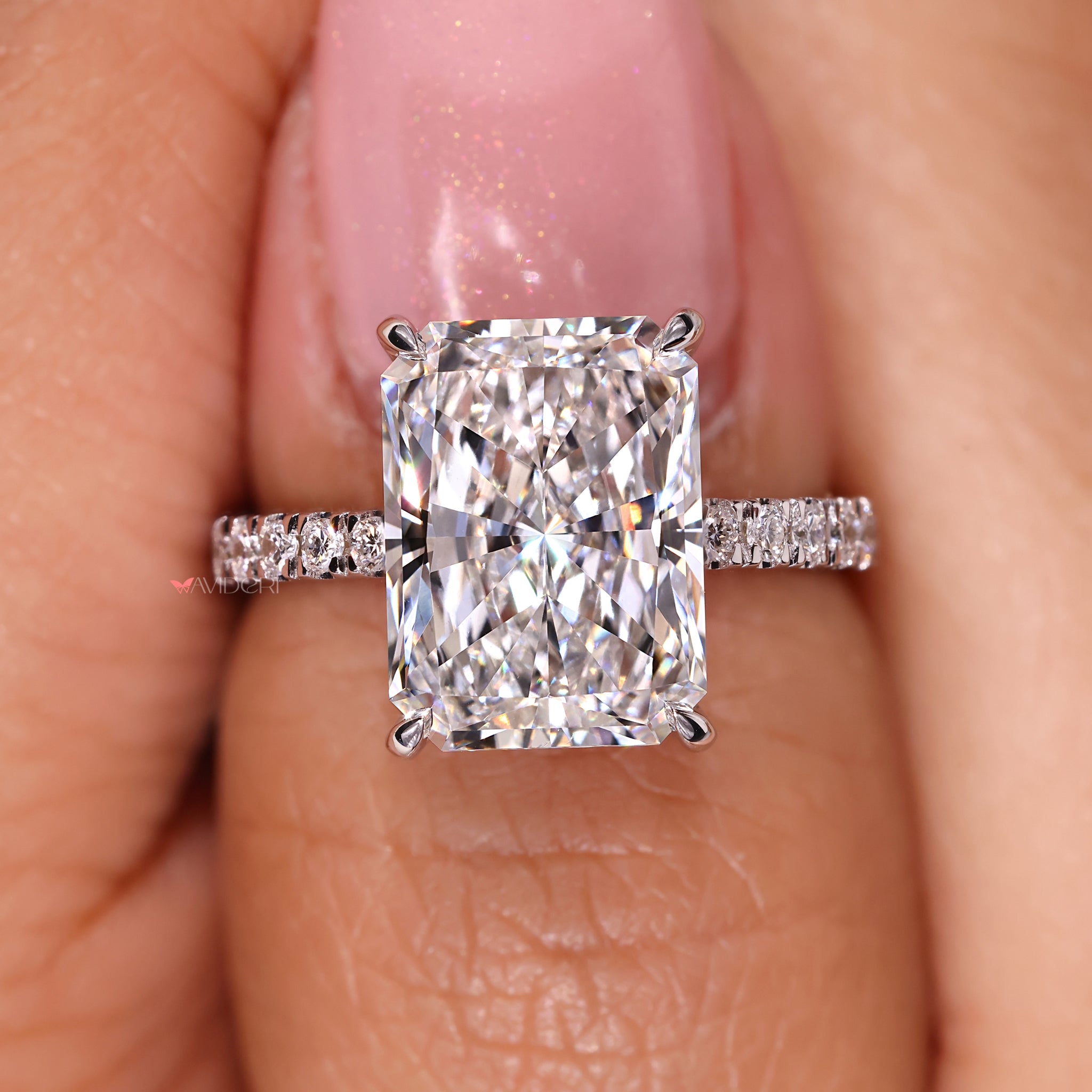 Radiant Cut Diamond Ring in white gold, offering a sleek and modern design.