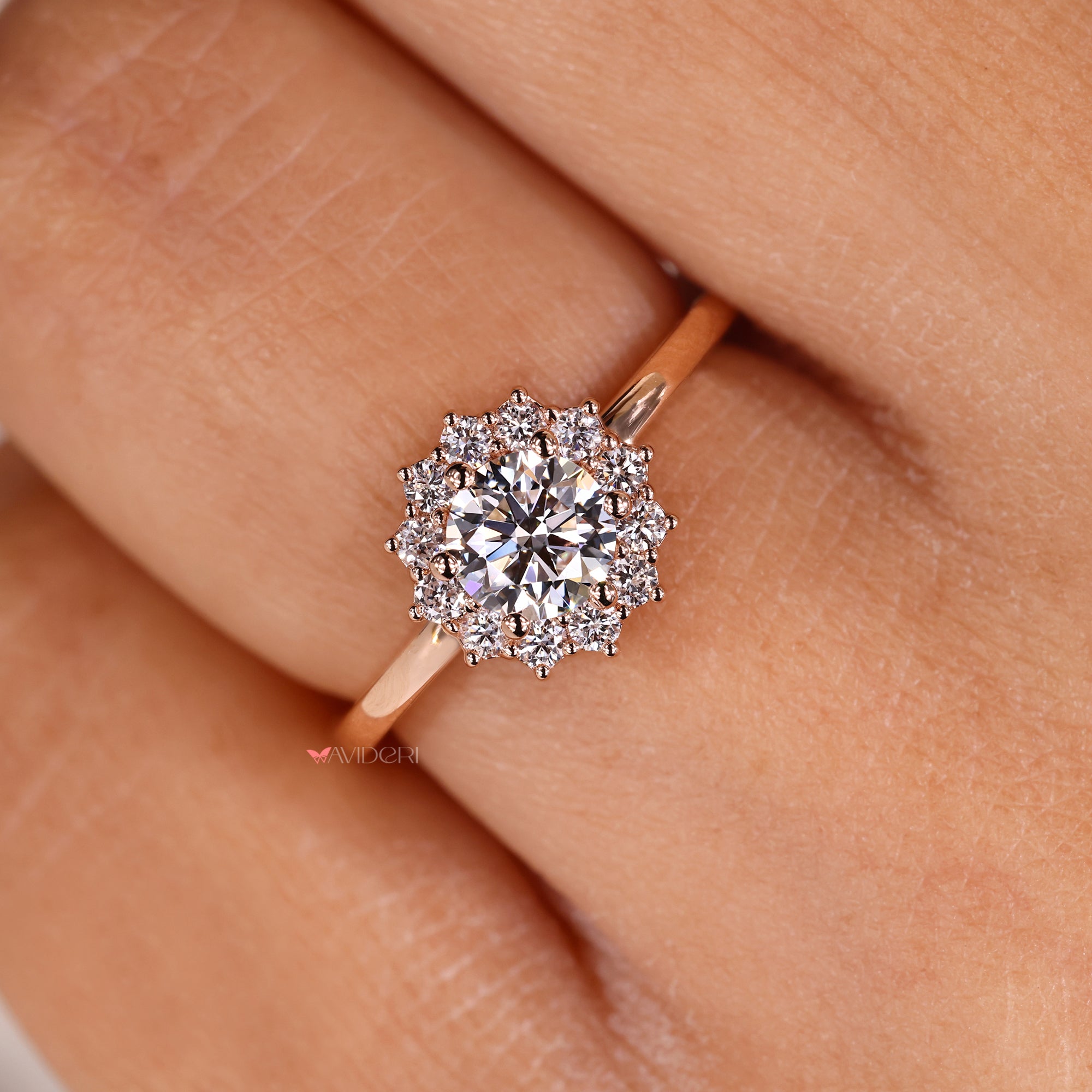 rose gold engagement ring.