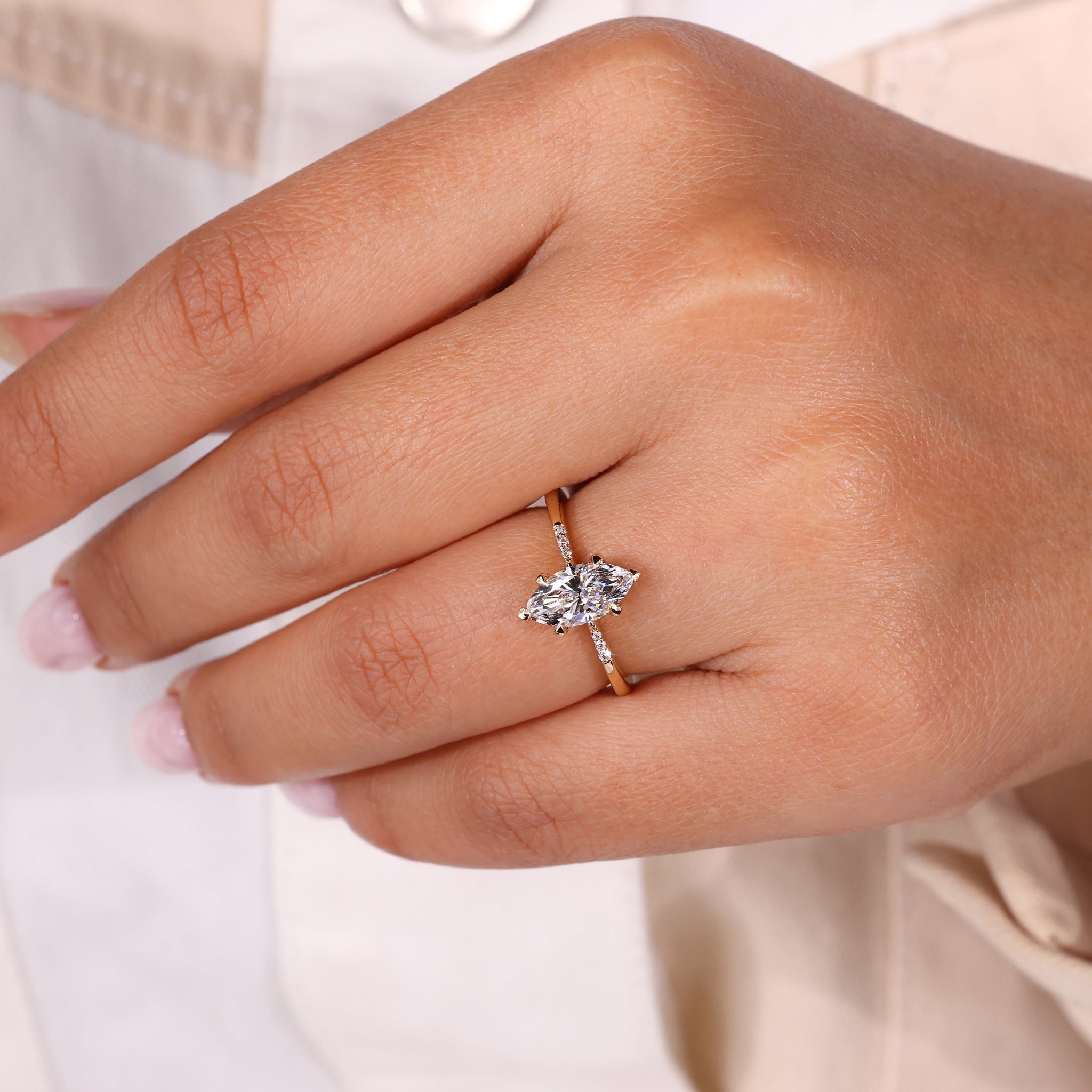 Lab grown diamond set in a sleek band