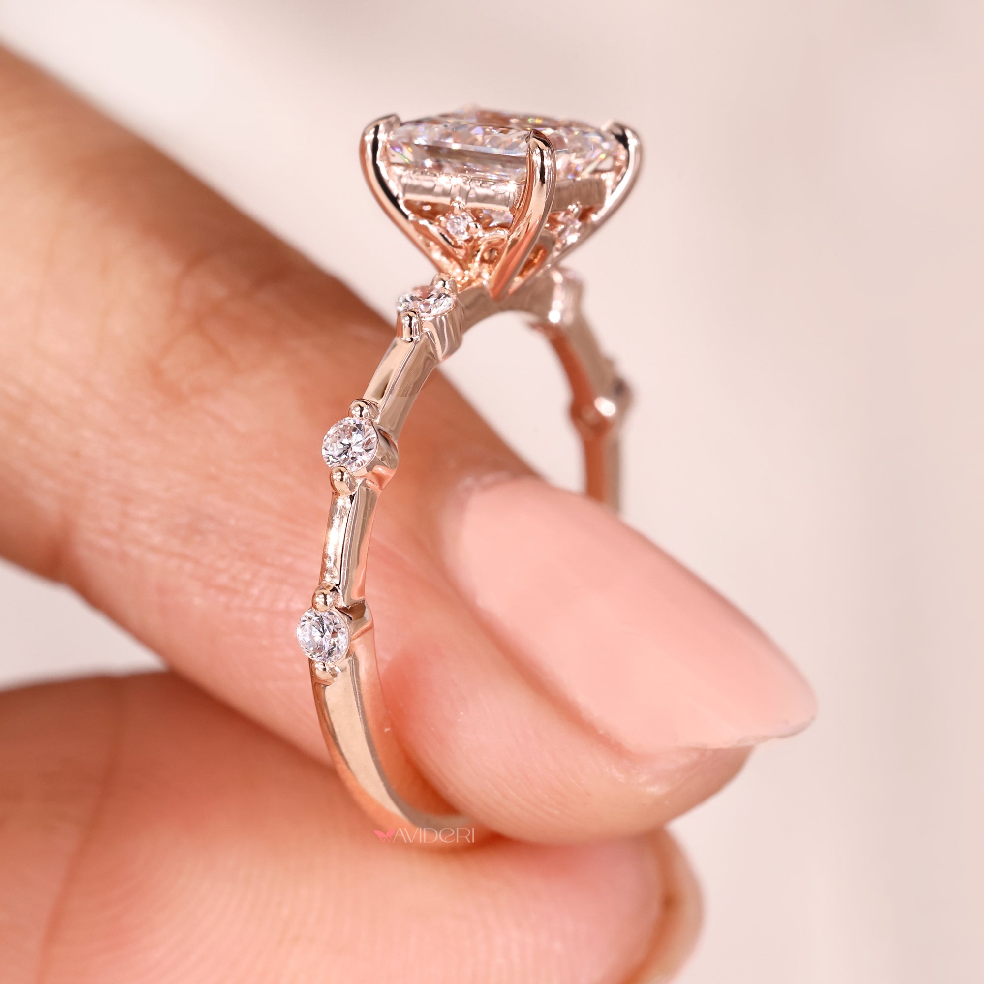 Rose gold engagement ring with Custom Engagement Ring.