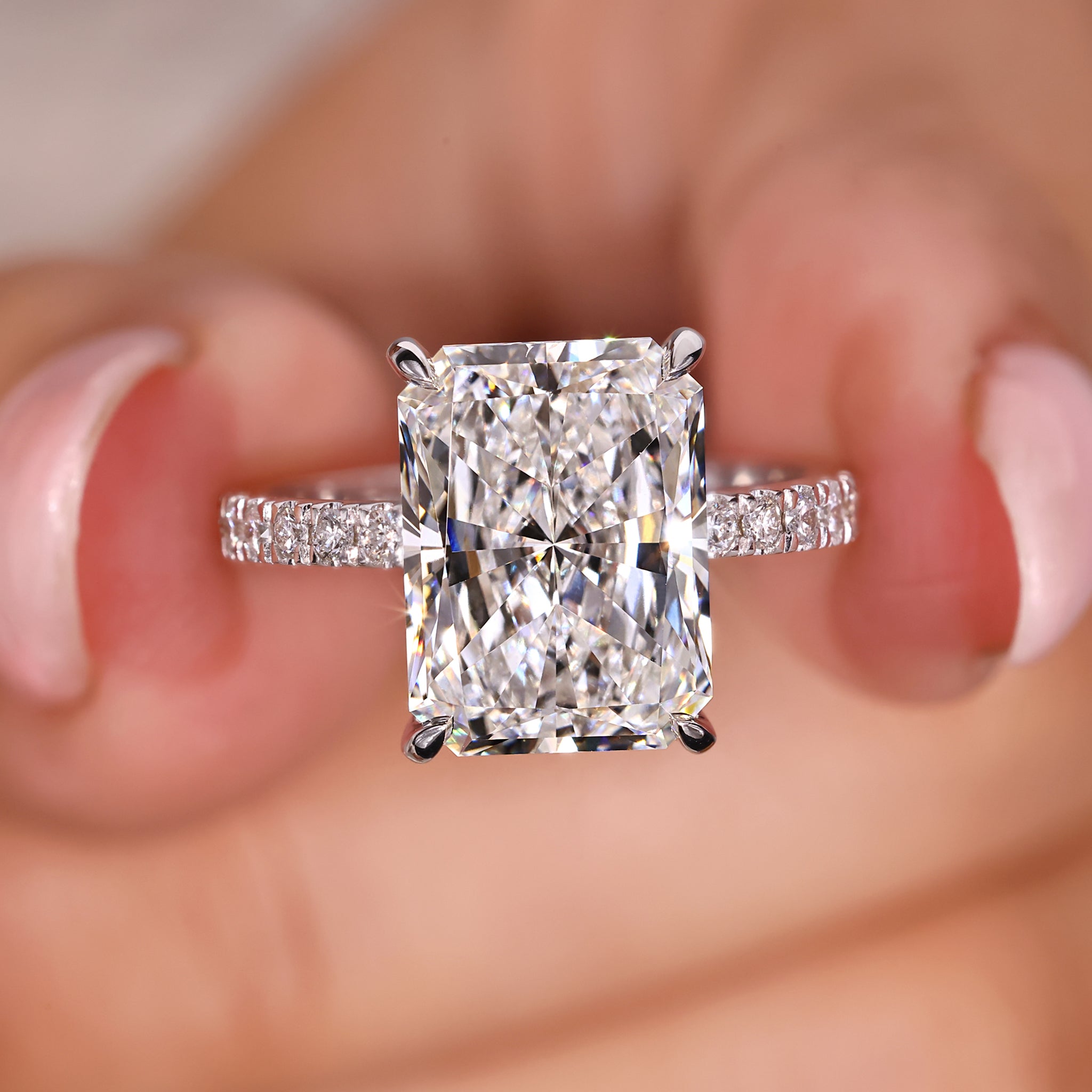 4 Carat Radiant Cut Diamond Ring  offering exceptional brilliance and elegance.