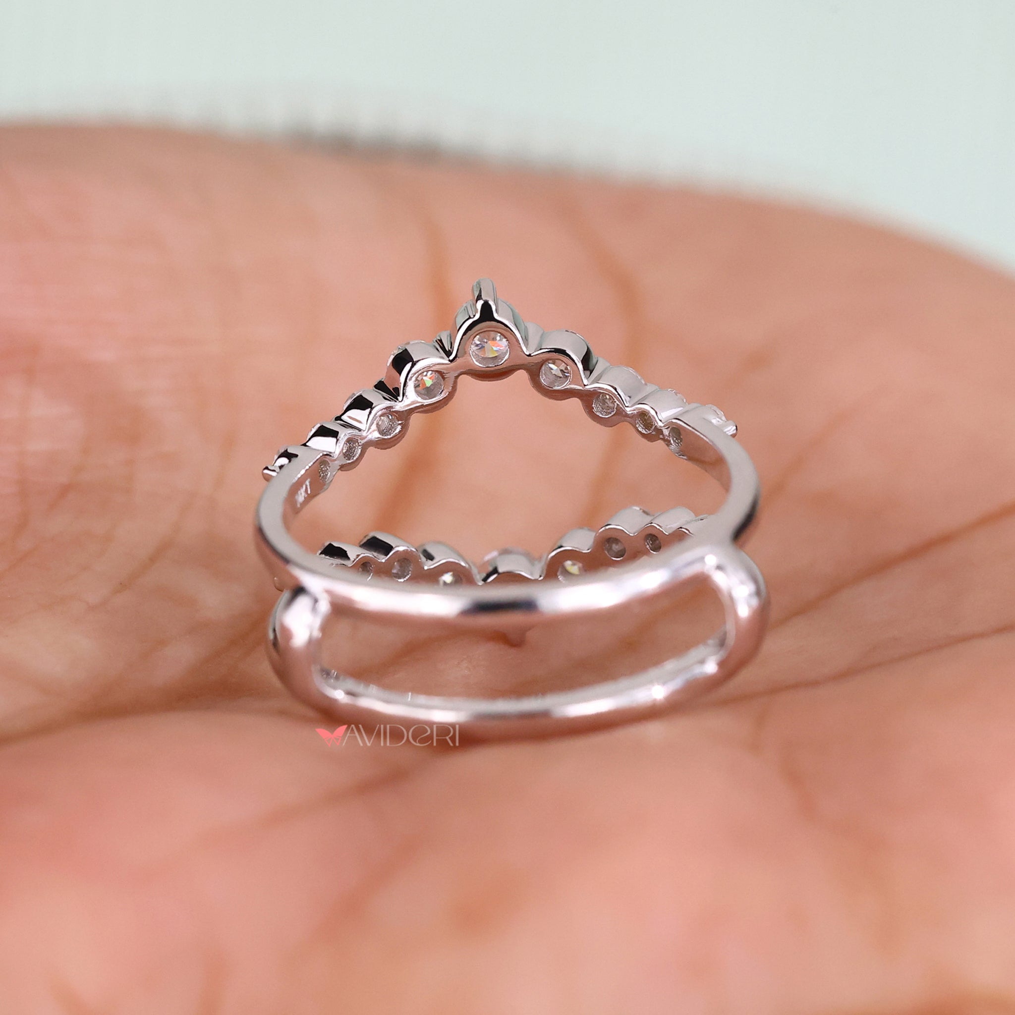 White gold lab grown band with brilliant diamonds.