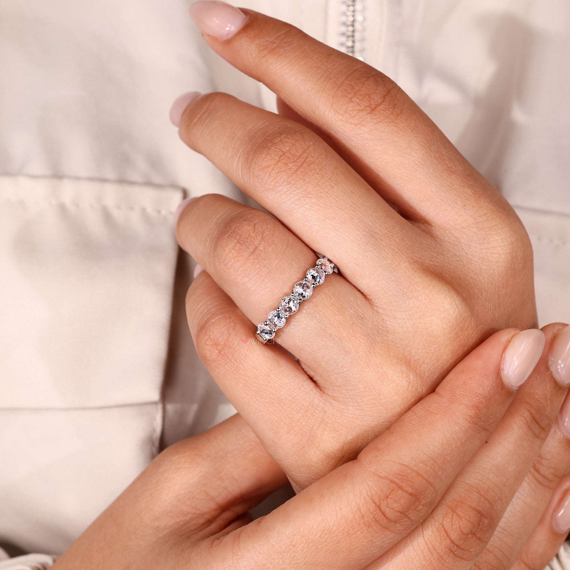 Round rose cut wedding band creates a soft, glowing design with lasting charm.