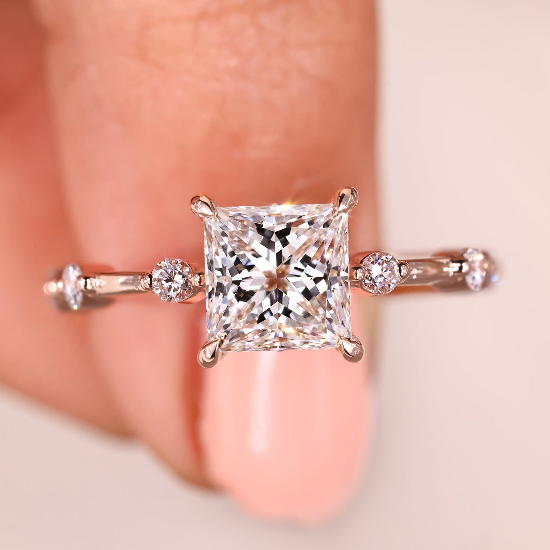 Princess Cut Diamond Engagement Ring in IGI certified lab grown ring.