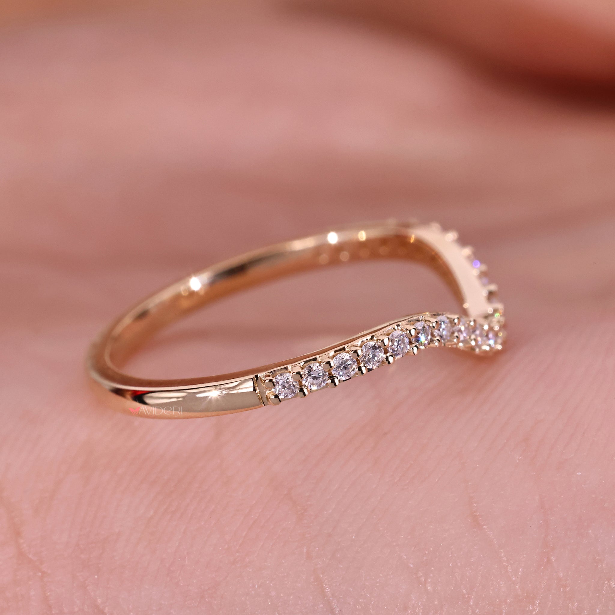 Stunning round cut diamond wedding band with exceptional sparkle and shine.