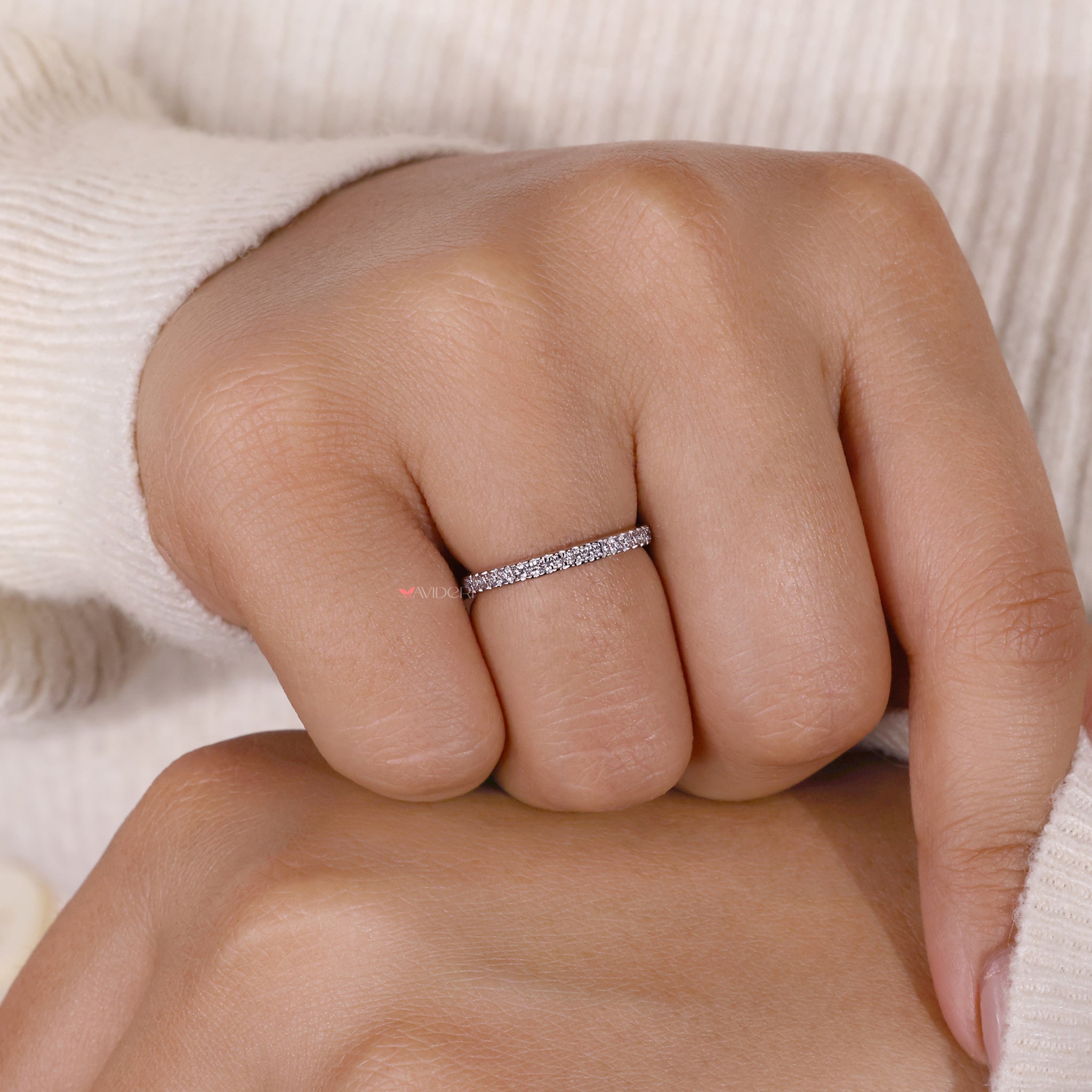Buy wedding band made with lab grown diamonds in a timeless design.