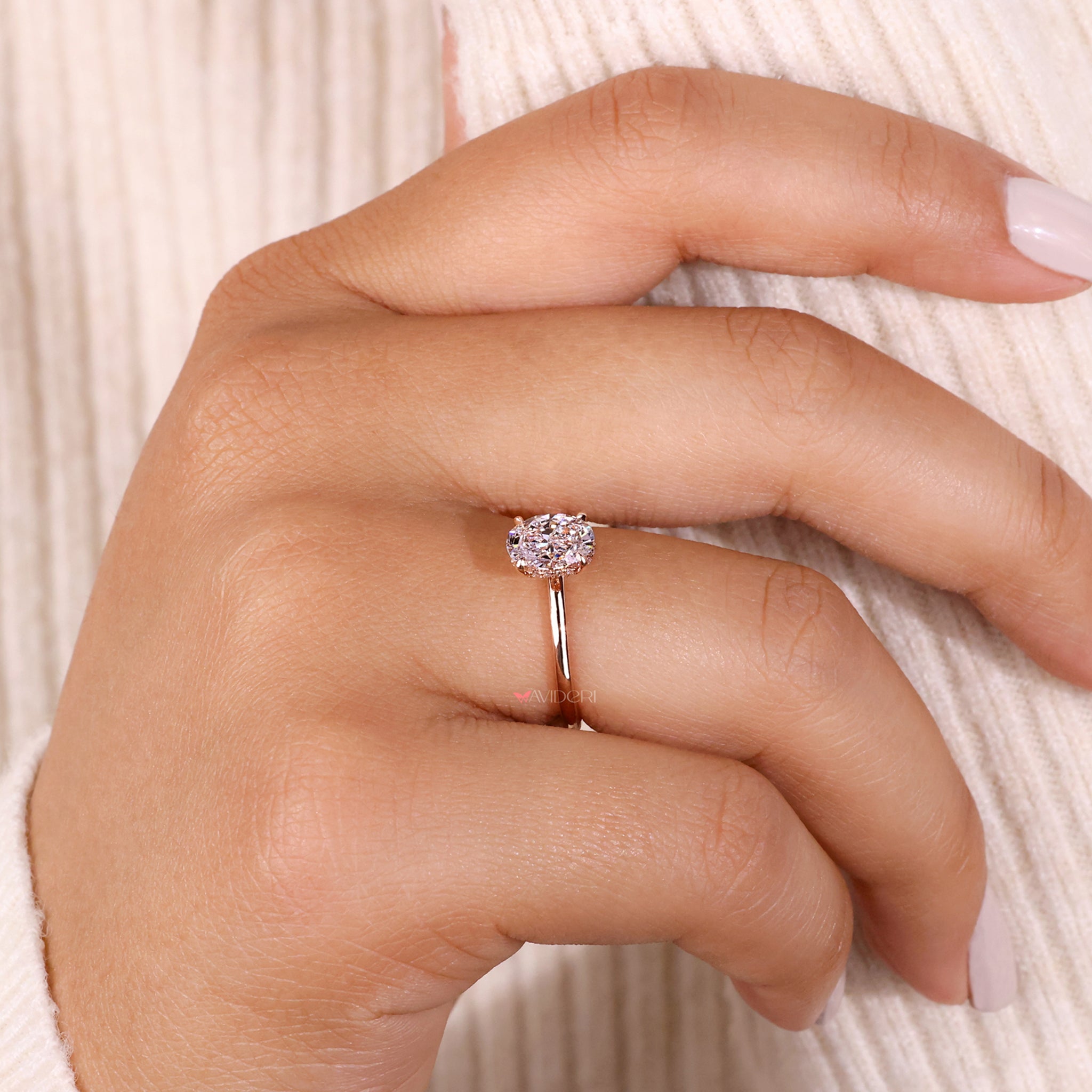 hidden halo ring, solitaire engagement ring, avideri ring