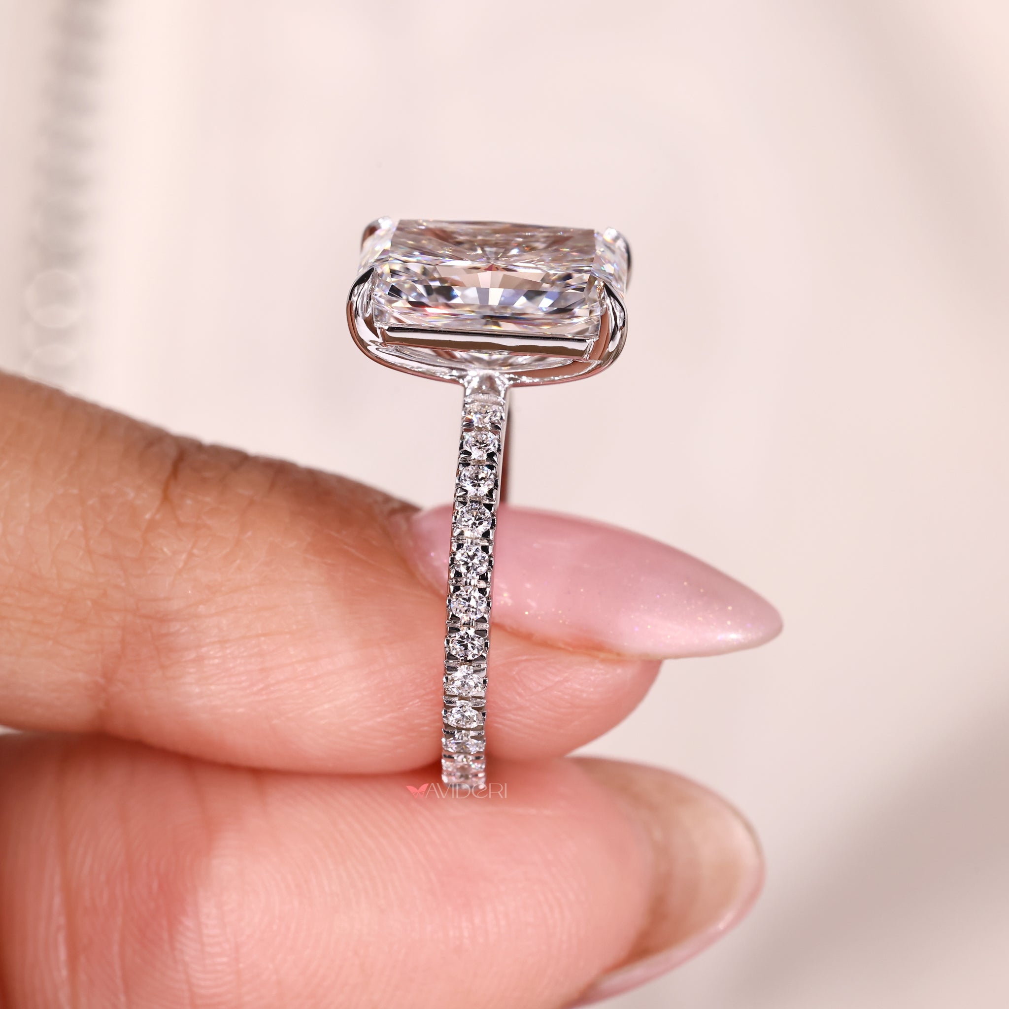 IGI Certified Radiant Cut Diamond Ring, ensuring high-quality craftsmanship.
