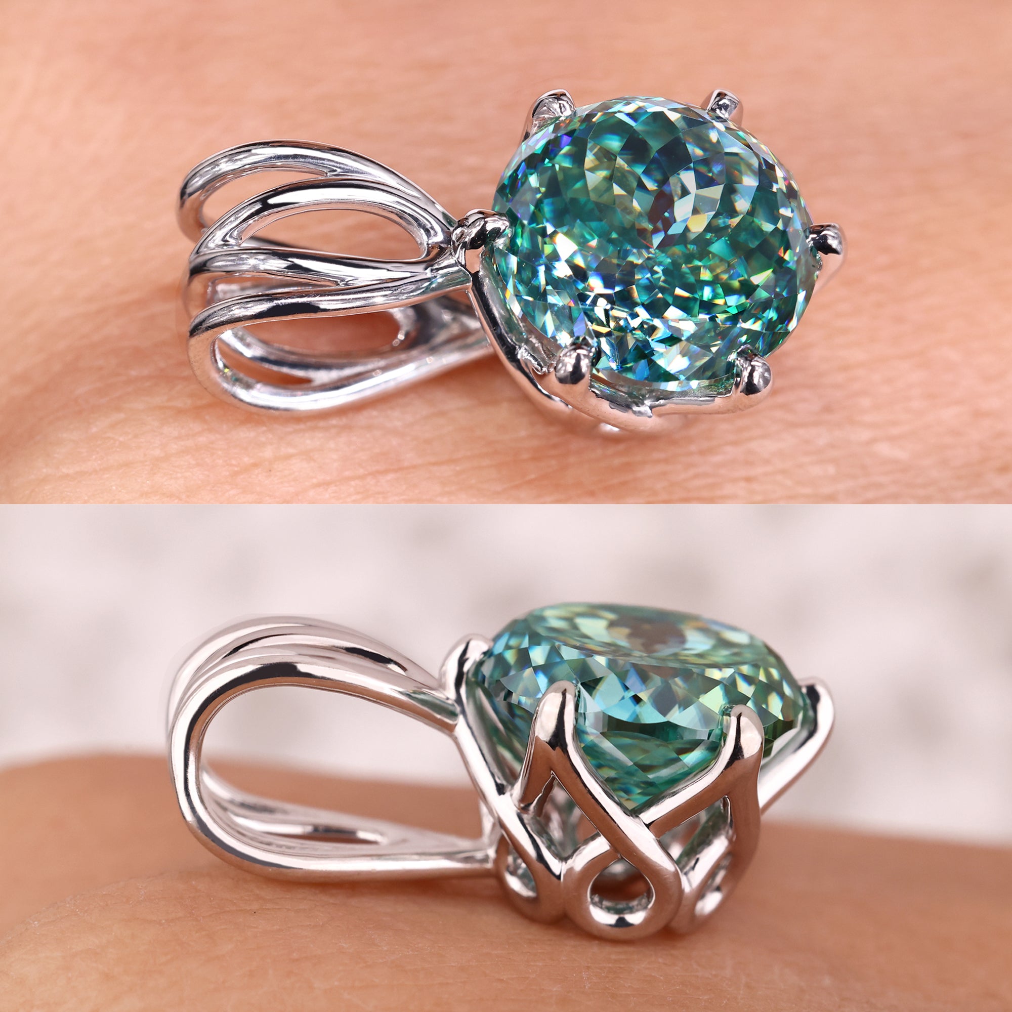 White gold pendant with a bright and polished finish.