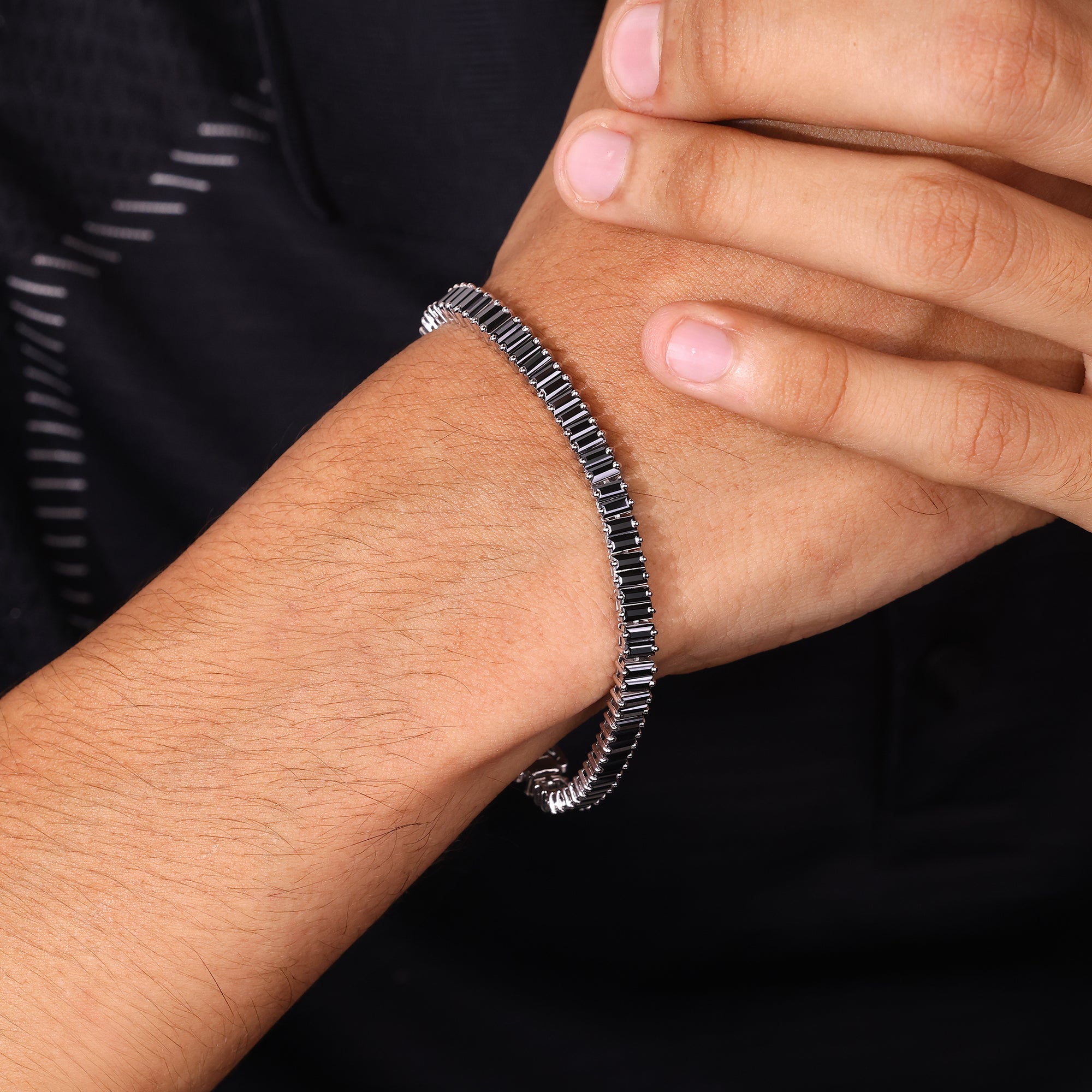 Baguette moissanite bracelet for special occasions.