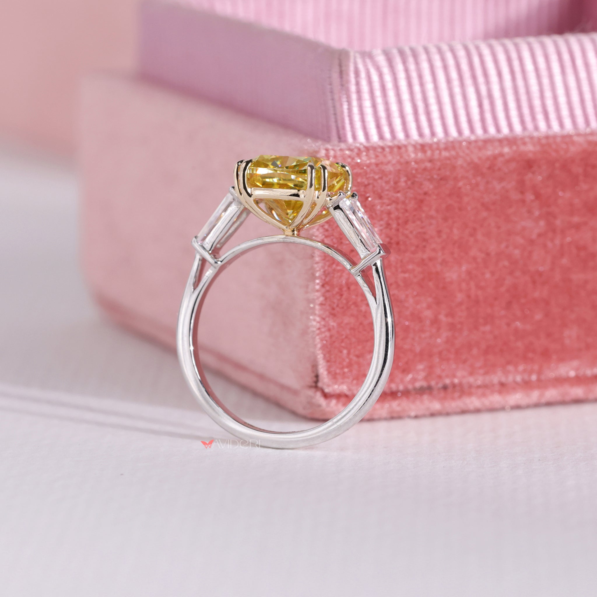 Moissanite wedding ring, handmade ring, tapered baguette cut ring