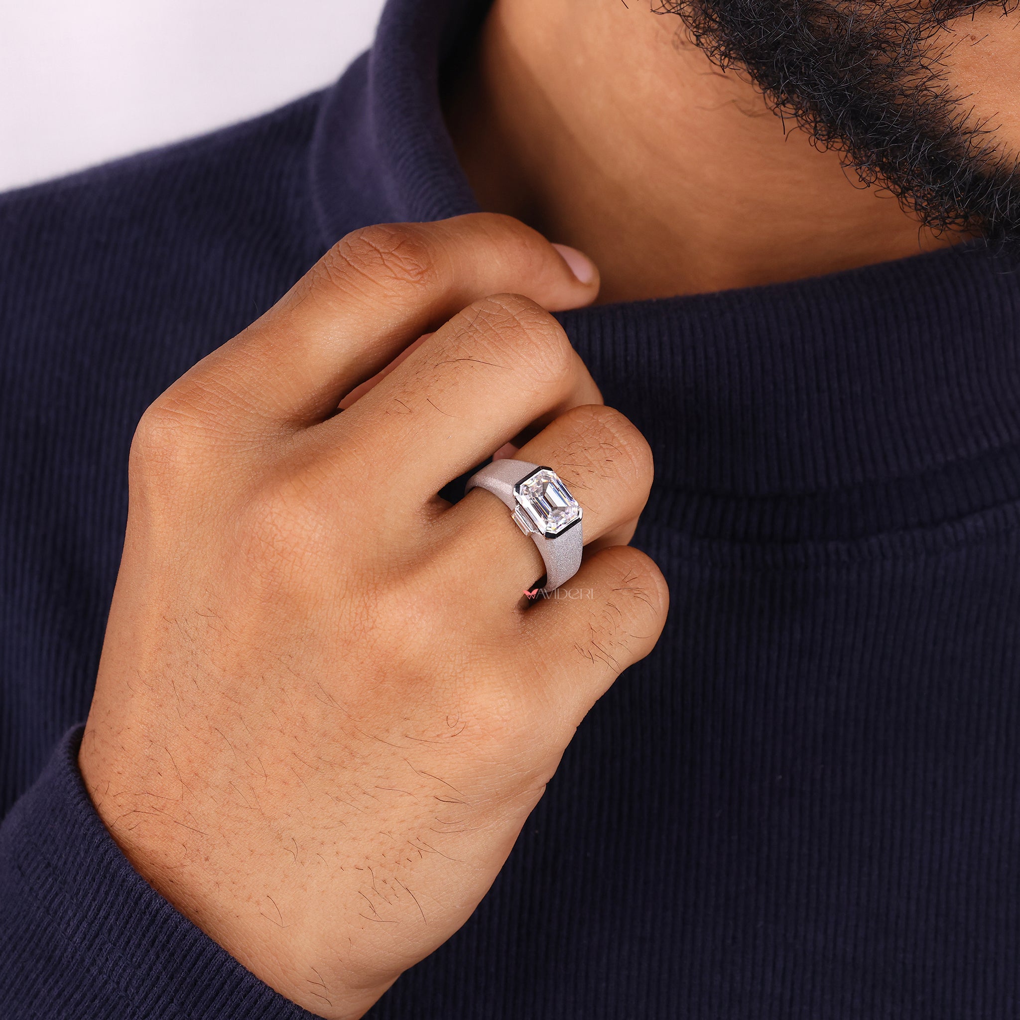 Matte Finish Half Bezel Men's Ring provides a unique touch to any outfit.