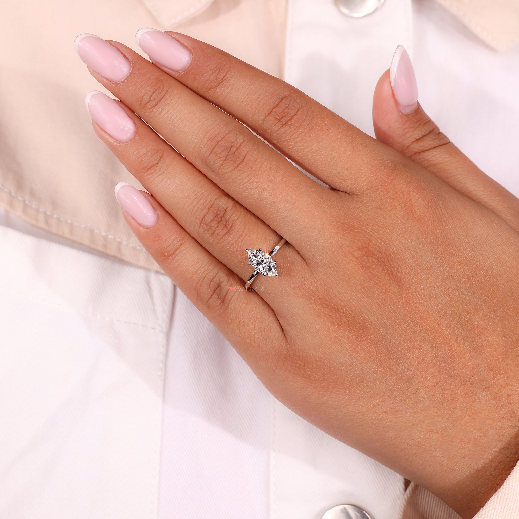 Handmade ring crafted in a marquise cut design.