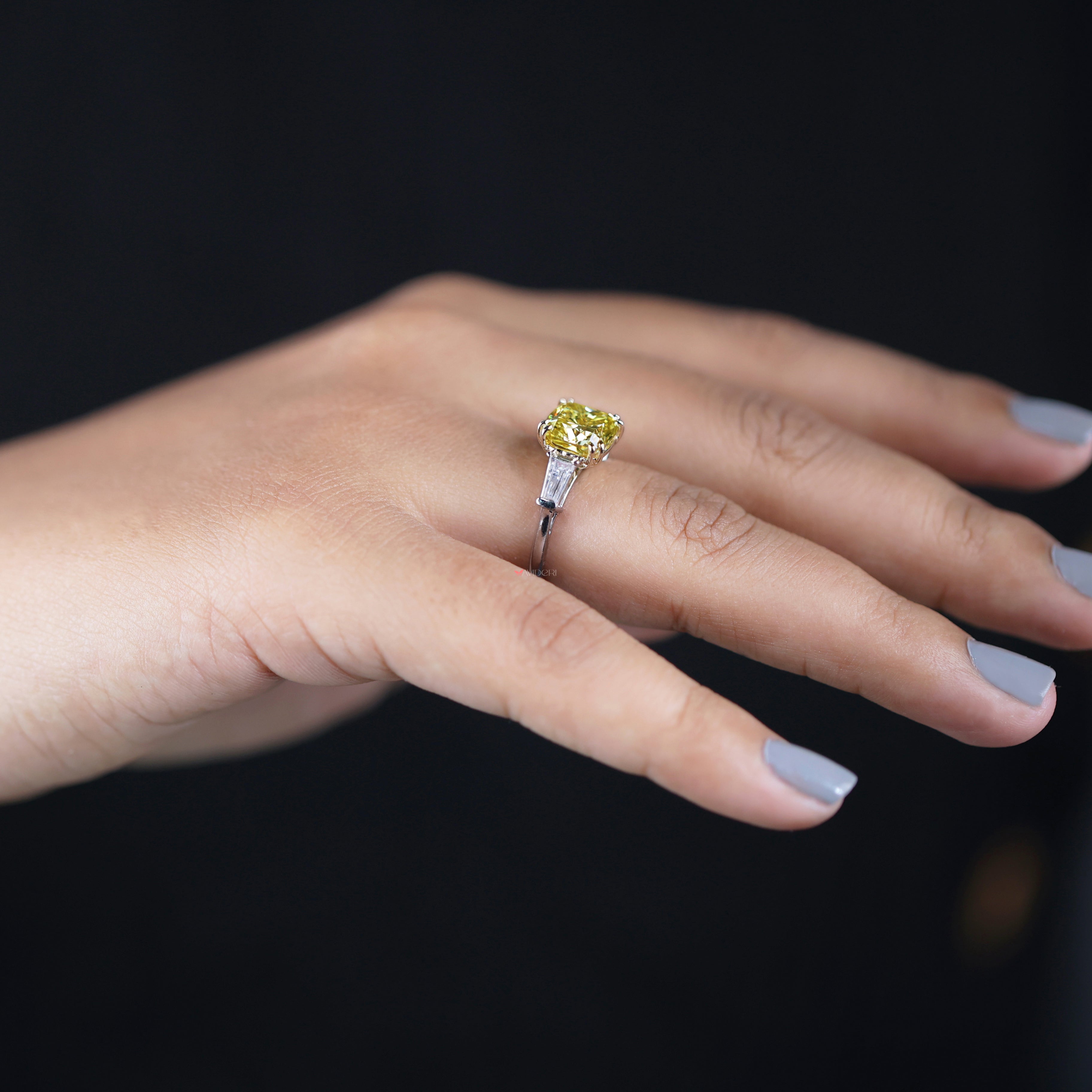 Tapered baguette cut ring, avideri engagement ring, handmade ring