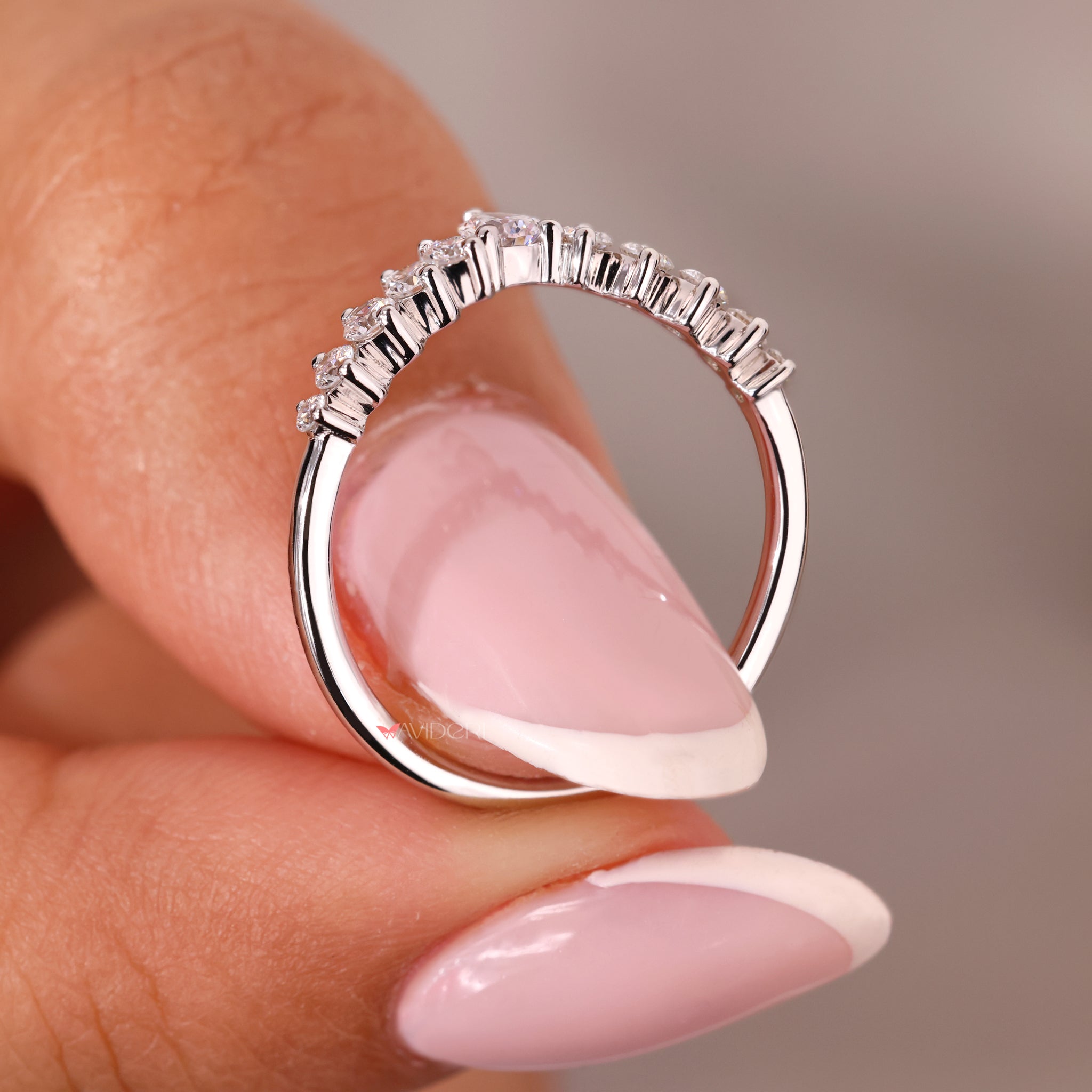white gold diamond band featuring brilliant lab-grown diamonds.