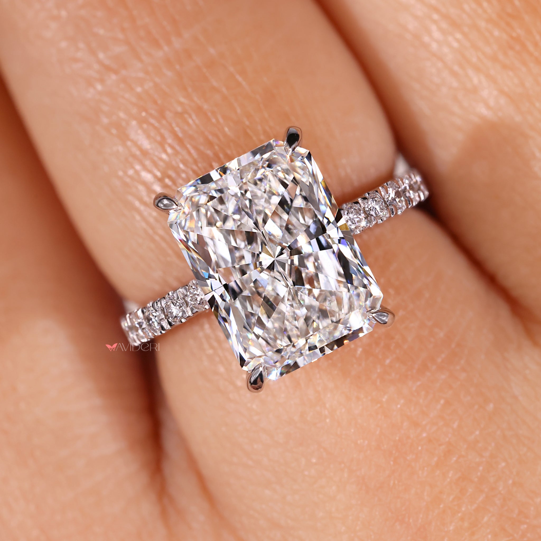 Claw Prong Radiant Ring ensuring secure and elegant diamond placement.