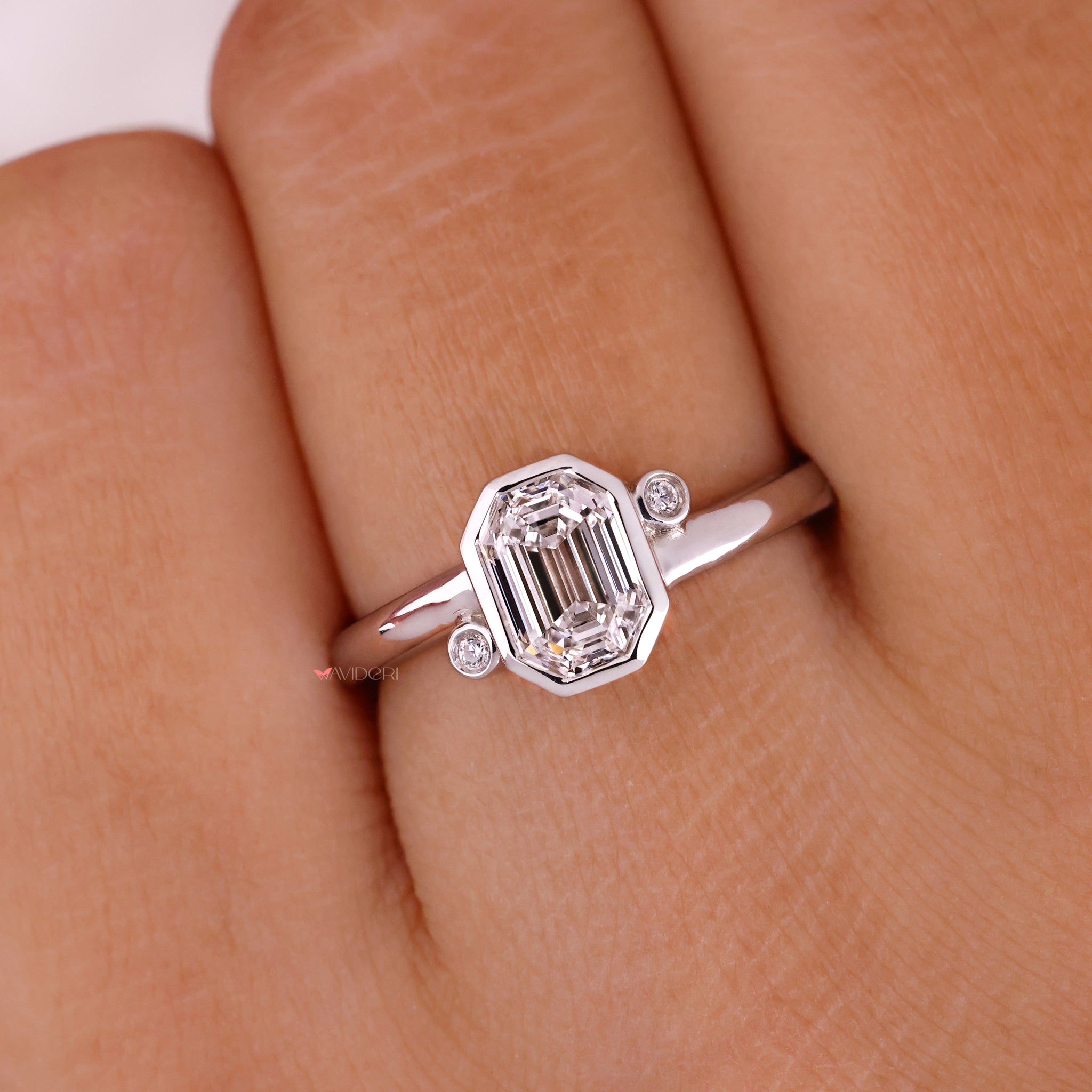 White gold ring with lab-grown diamond for sustainable luxury.