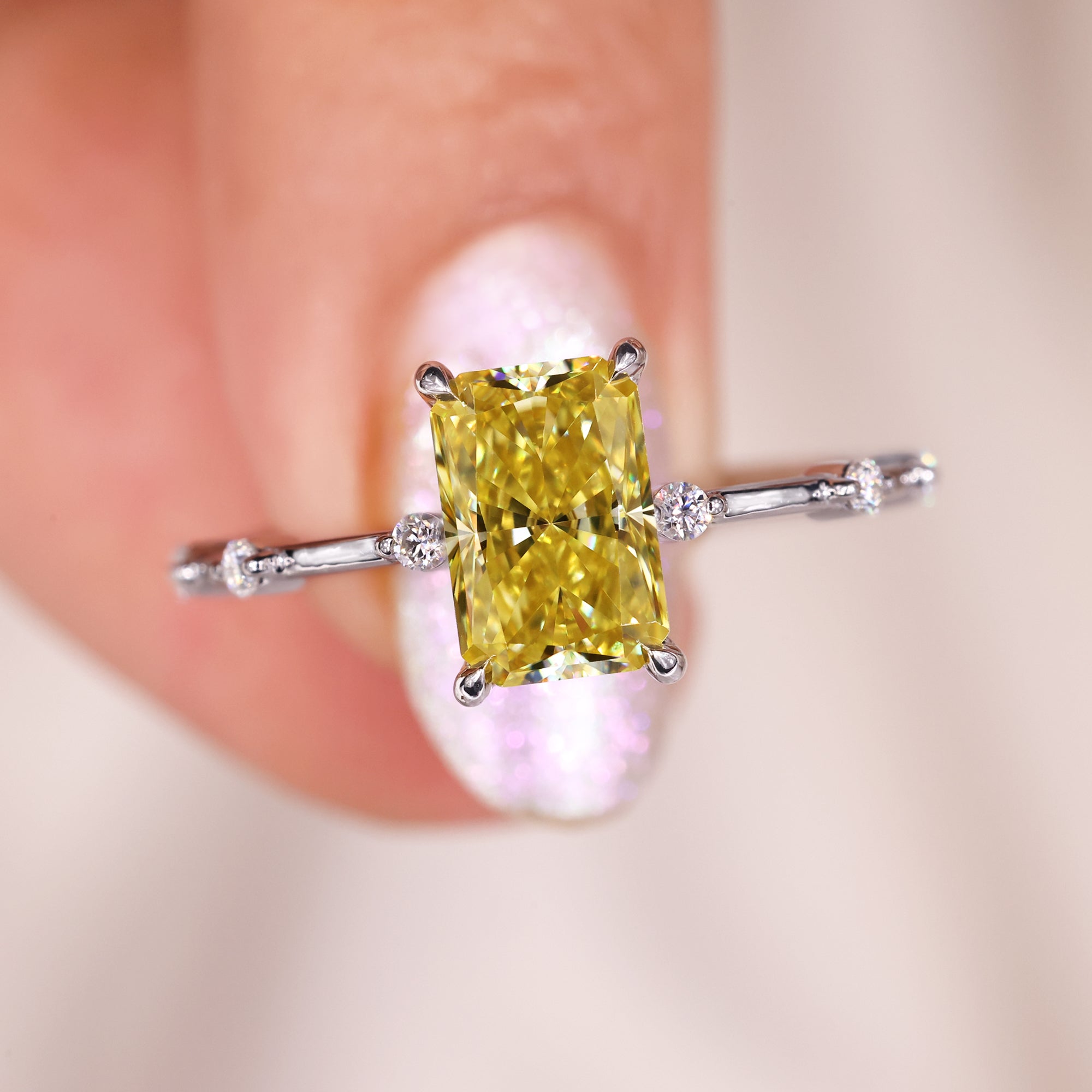 This avideri engagement ring symbolizes love and commitment.