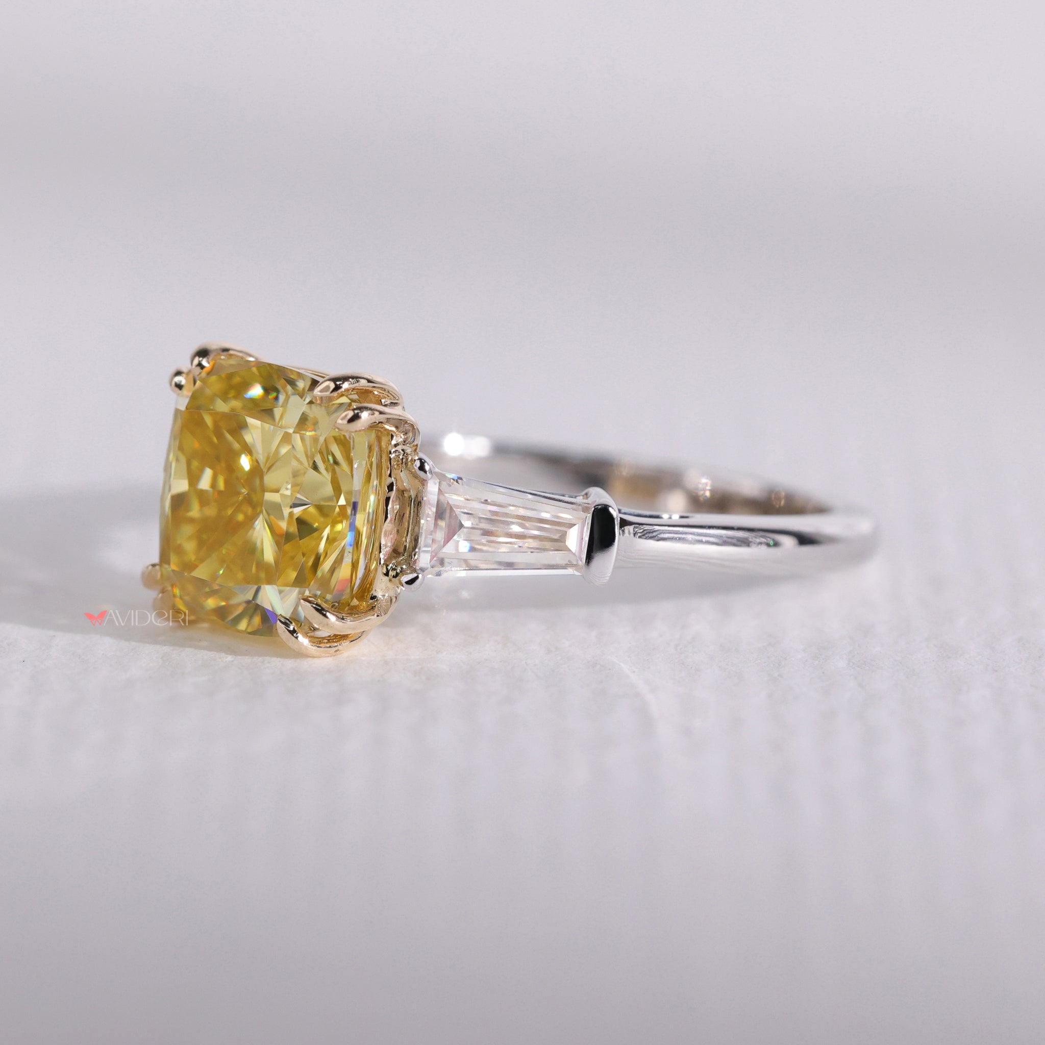 Double prong engagement ring, double prong ring, avideri engagement ring