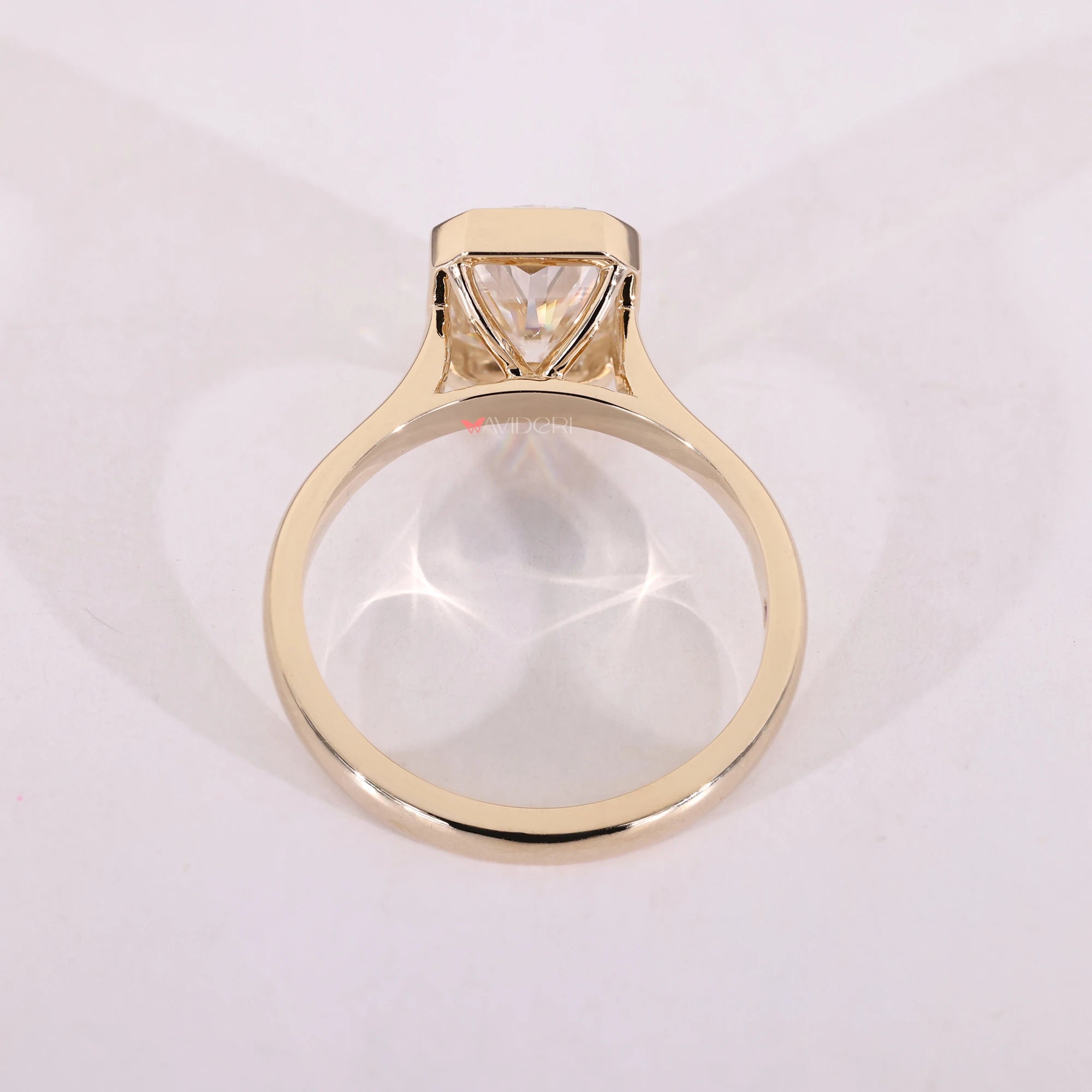 Yellow gold ring has warm, shiny yellow color.