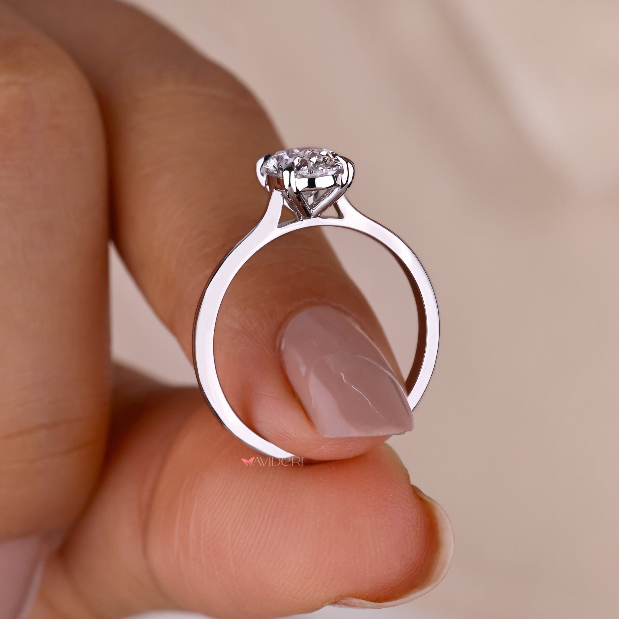 Solitaire setting ring, white gold ring, white gold engagement ring