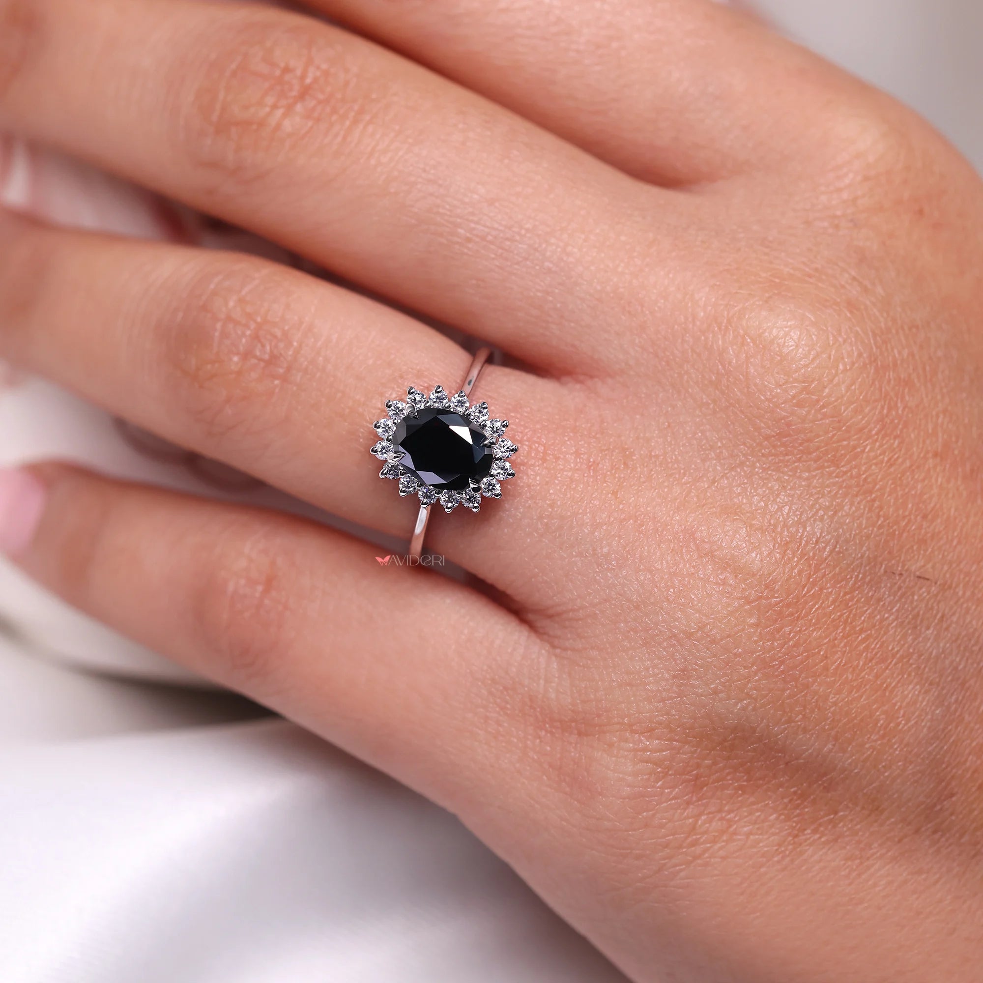 Black moissanite ring with a bold and unique look.