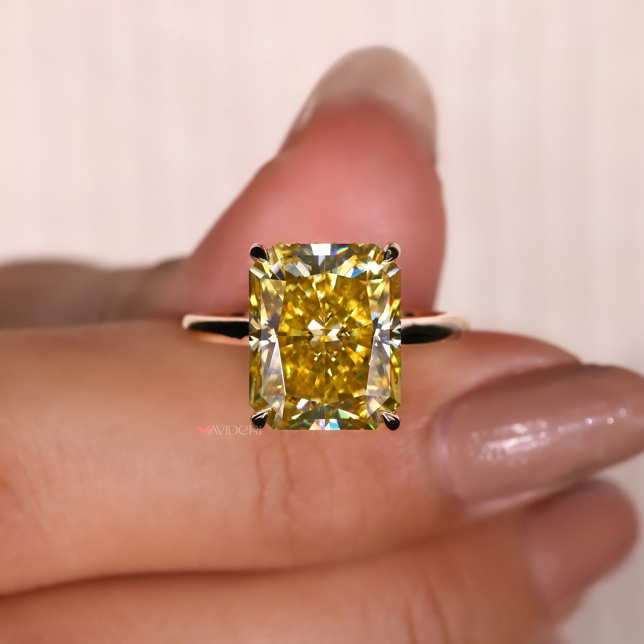 round cut engagement ring moissanite gold ring hidden halo ring