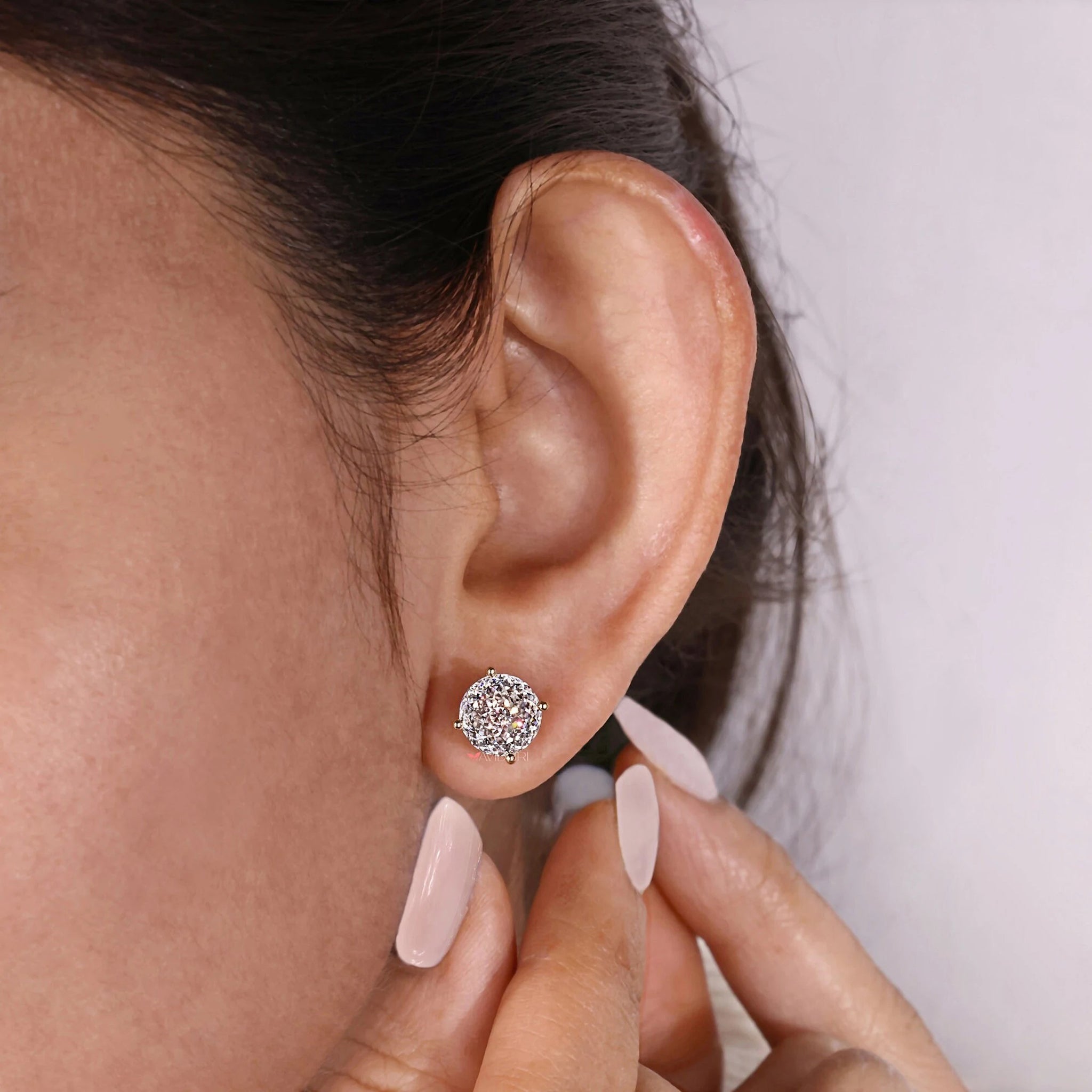 Handmade earrings with Moissanite in beautiful Portuguese Cut.